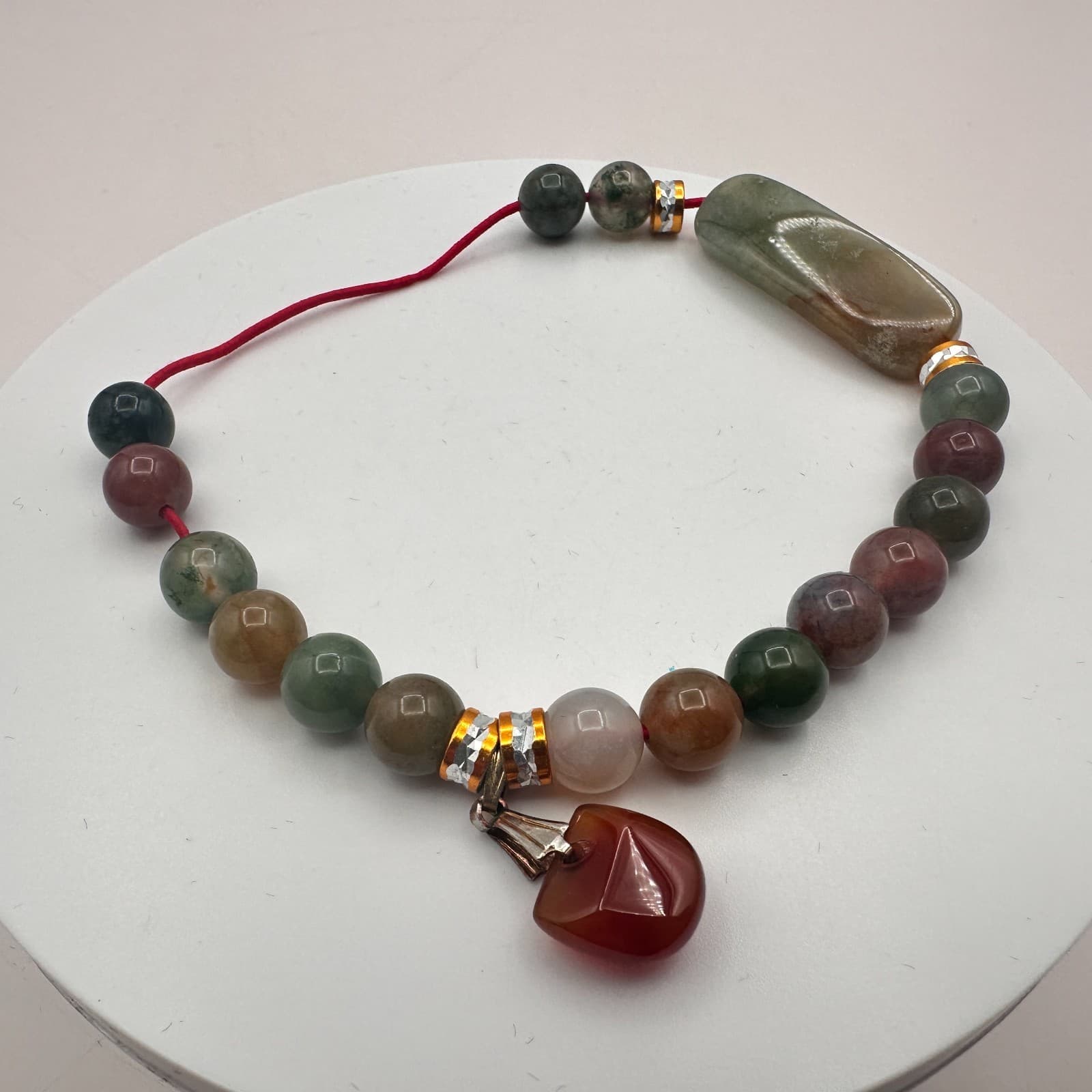 Vintage Y2K Beaded Red Cord Bracelet Boho Women's Classic Fashion Jewelry - Thumbnail 5