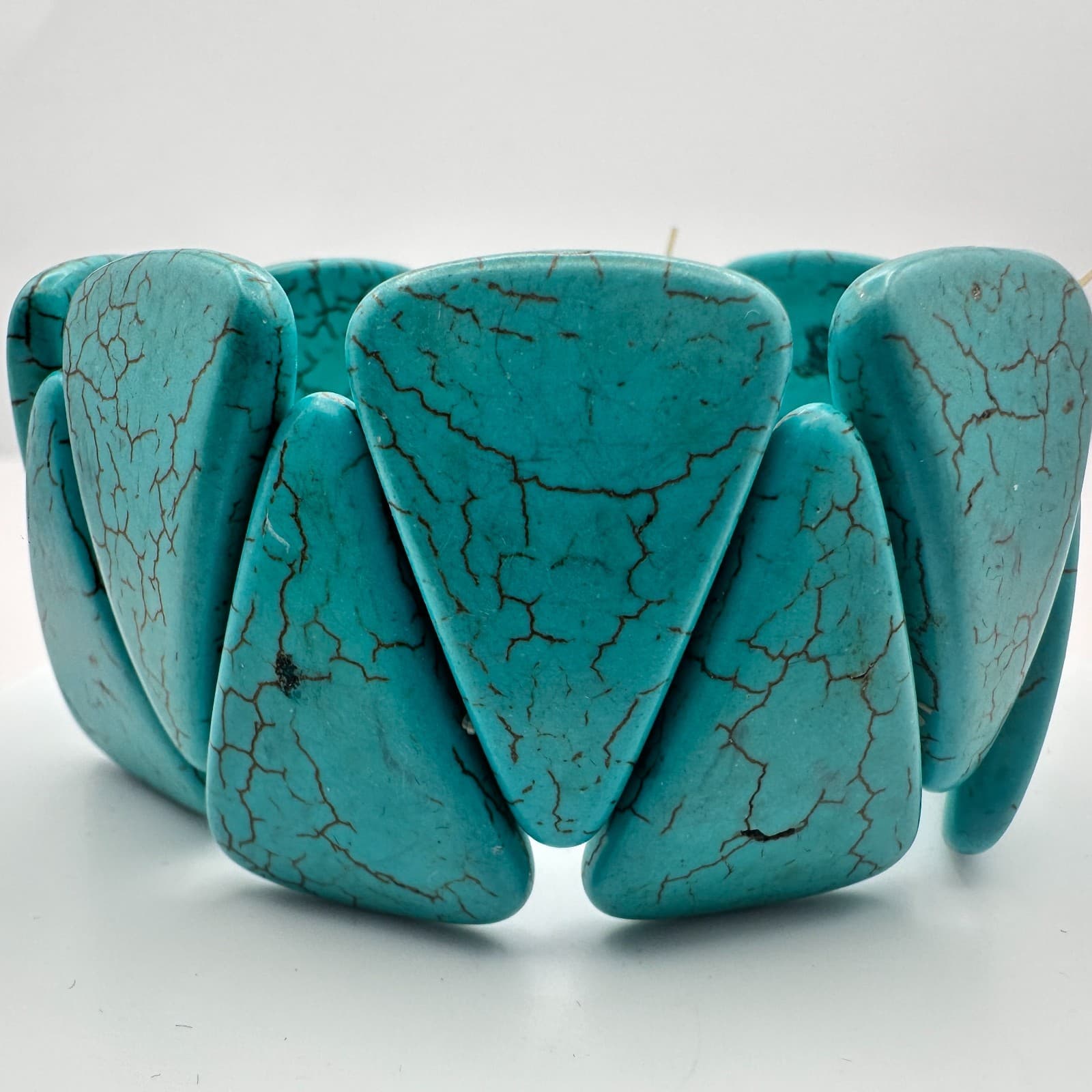 Vintage Y2K Turquoise Stretch Beaded Bracelet Boho Women's Classic Jewelry - Thumbnail 4