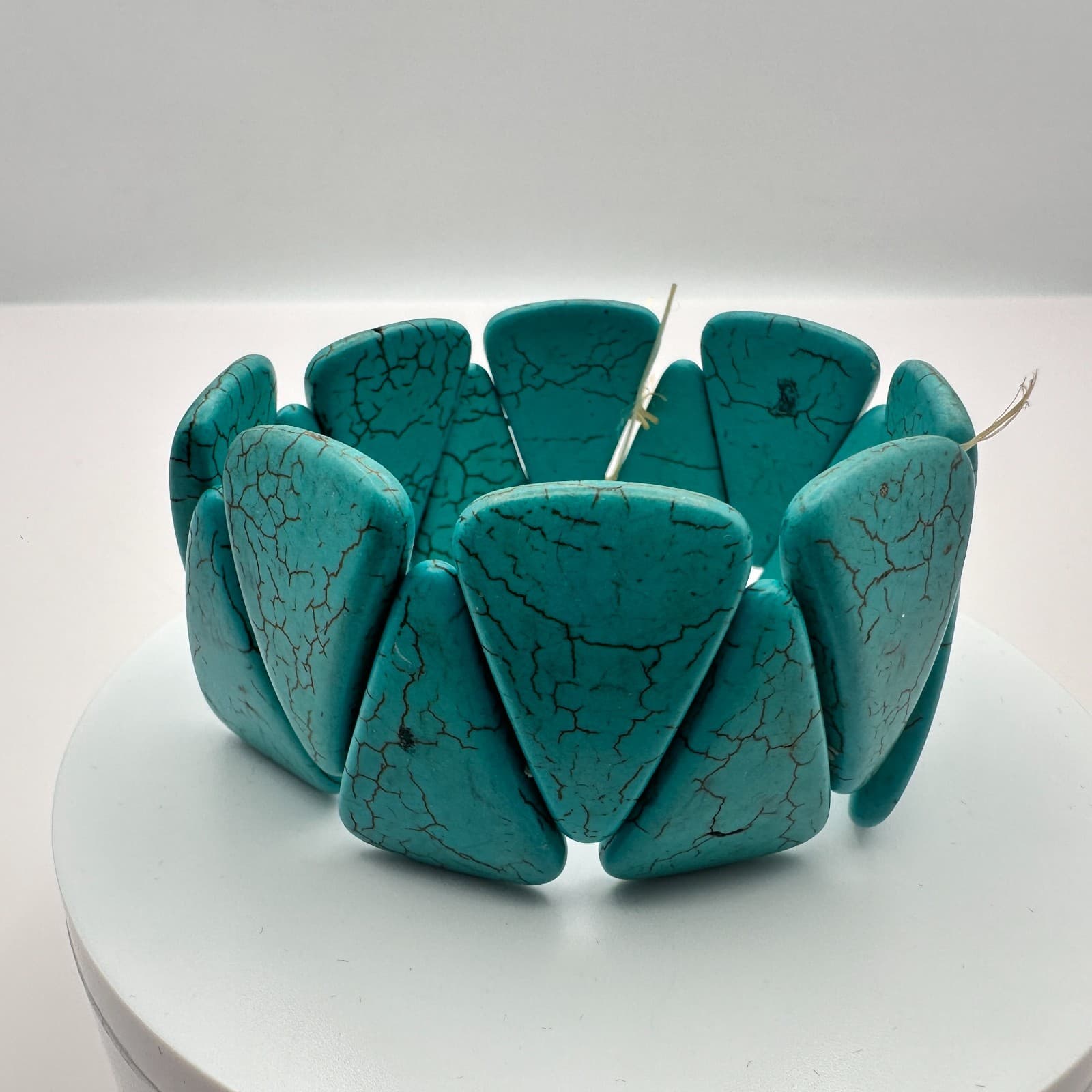 Vintage Y2K Turquoise Stretch Beaded Bracelet Boho Women's Classic Jewelry - Image 1