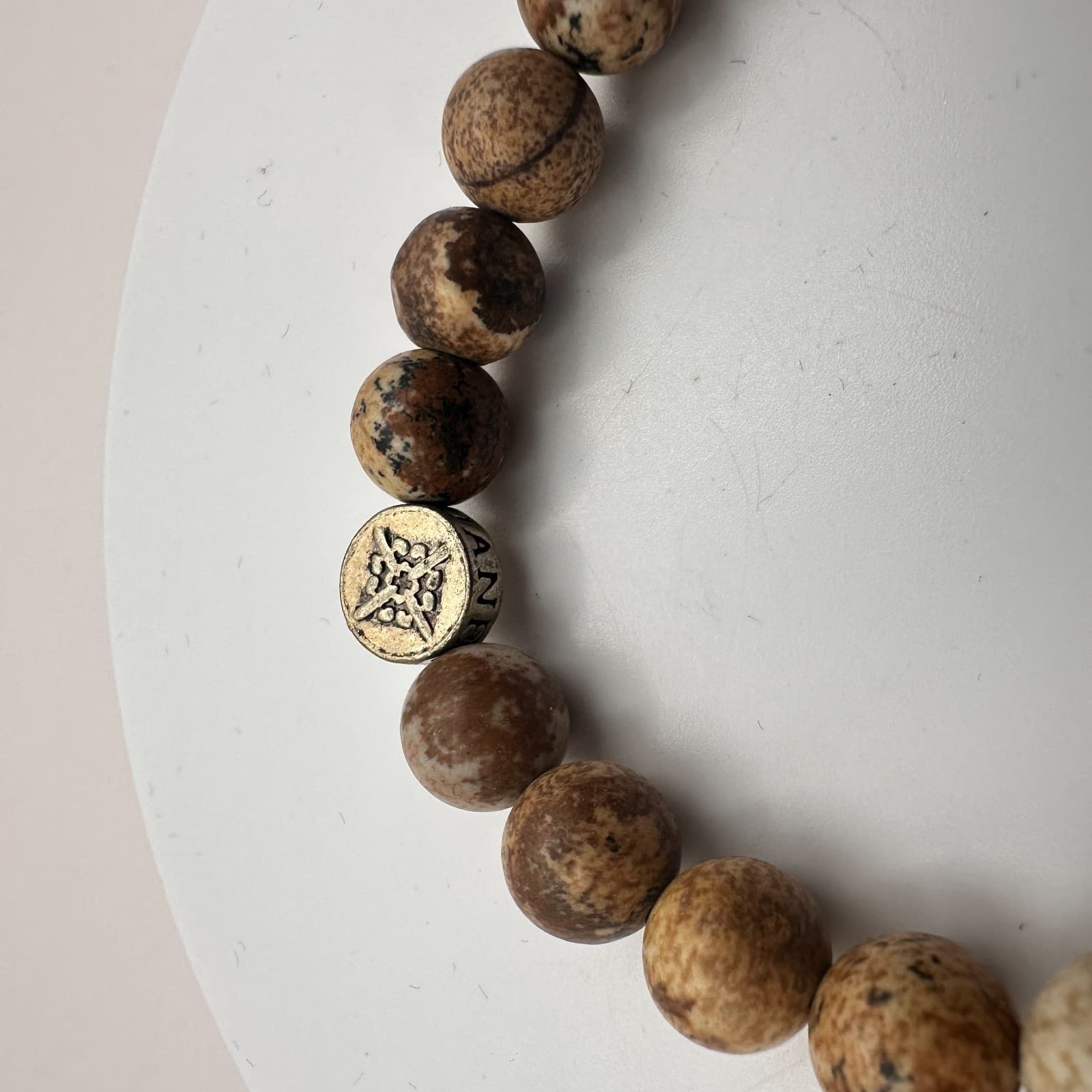 Vintage Y2K Gold Tone Agate Beaded Bracelet Boho Women's Classic Jewelry - Thumbnail 4