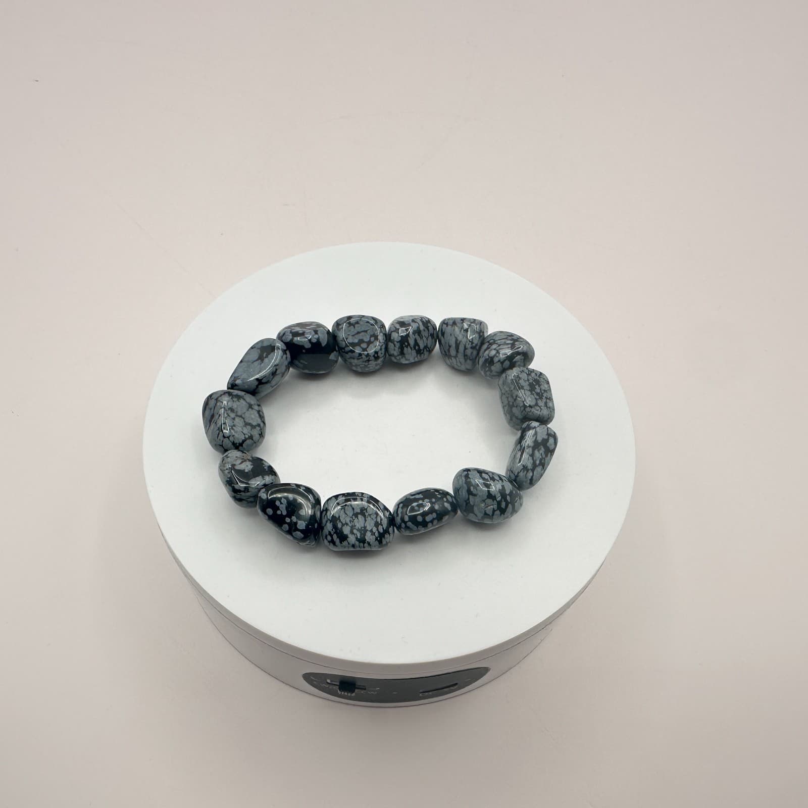 Vintage Y2K Snowflake Obsidian Stretch Beaded Bracelet Women's Classic Jewelry - Thumbnail 5