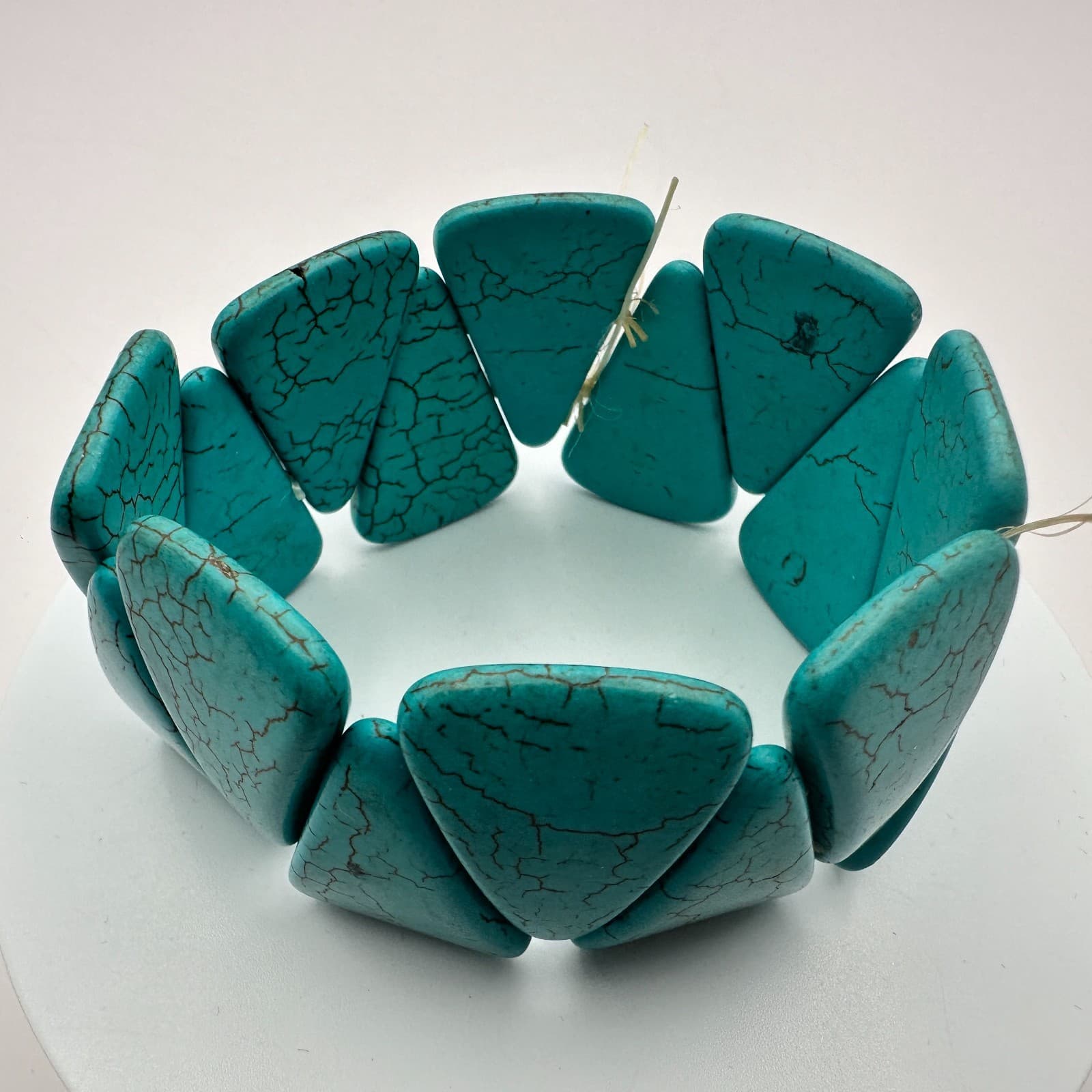 Vintage Y2K Turquoise Stretch Beaded Bracelet Boho Women's Classic Jewelry - Thumbnail 3