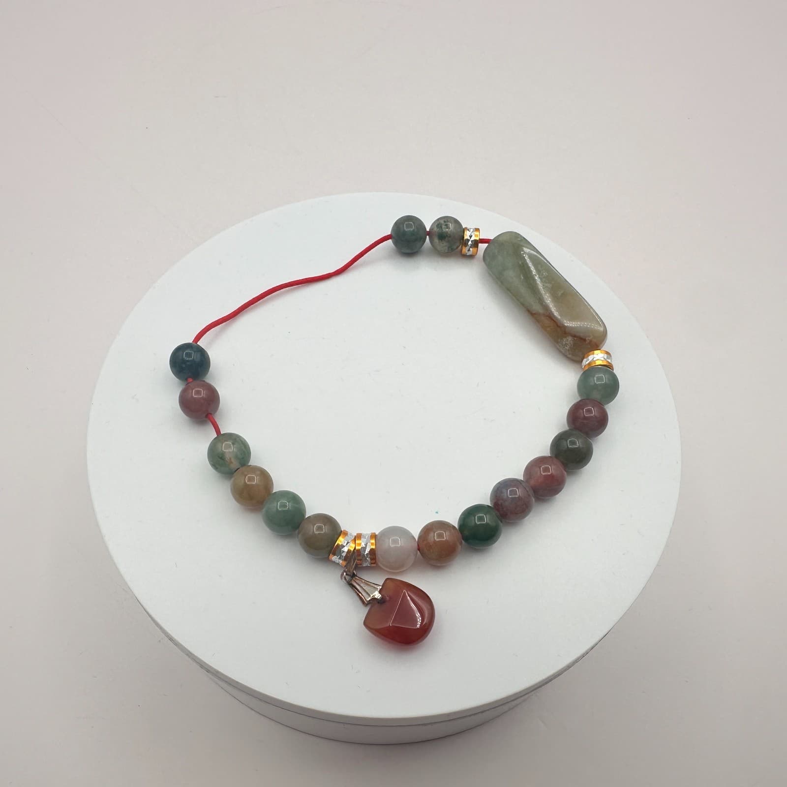 Vintage Y2K Beaded Red Cord Bracelet Boho Women's Classic Fashion Jewelry - Thumbnail 2