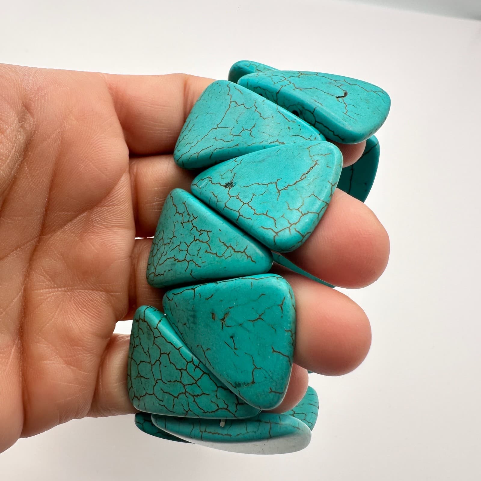 Vintage Y2K Turquoise Stretch Beaded Bracelet Boho Women's Classic Jewelry - Thumbnail 7