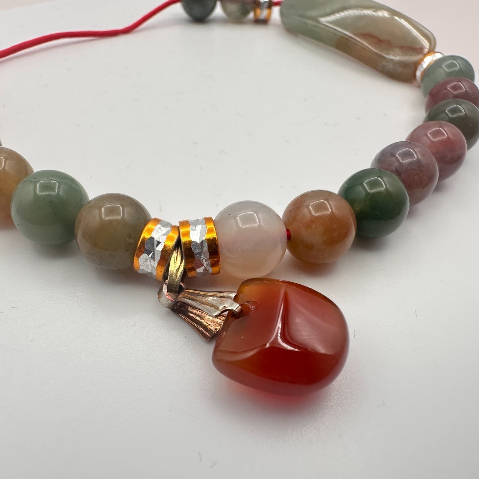 Vintage Y2K Beaded Red Cord Bracelet Boho Women's Classic Fashion Jewelry - Thumbnail 3