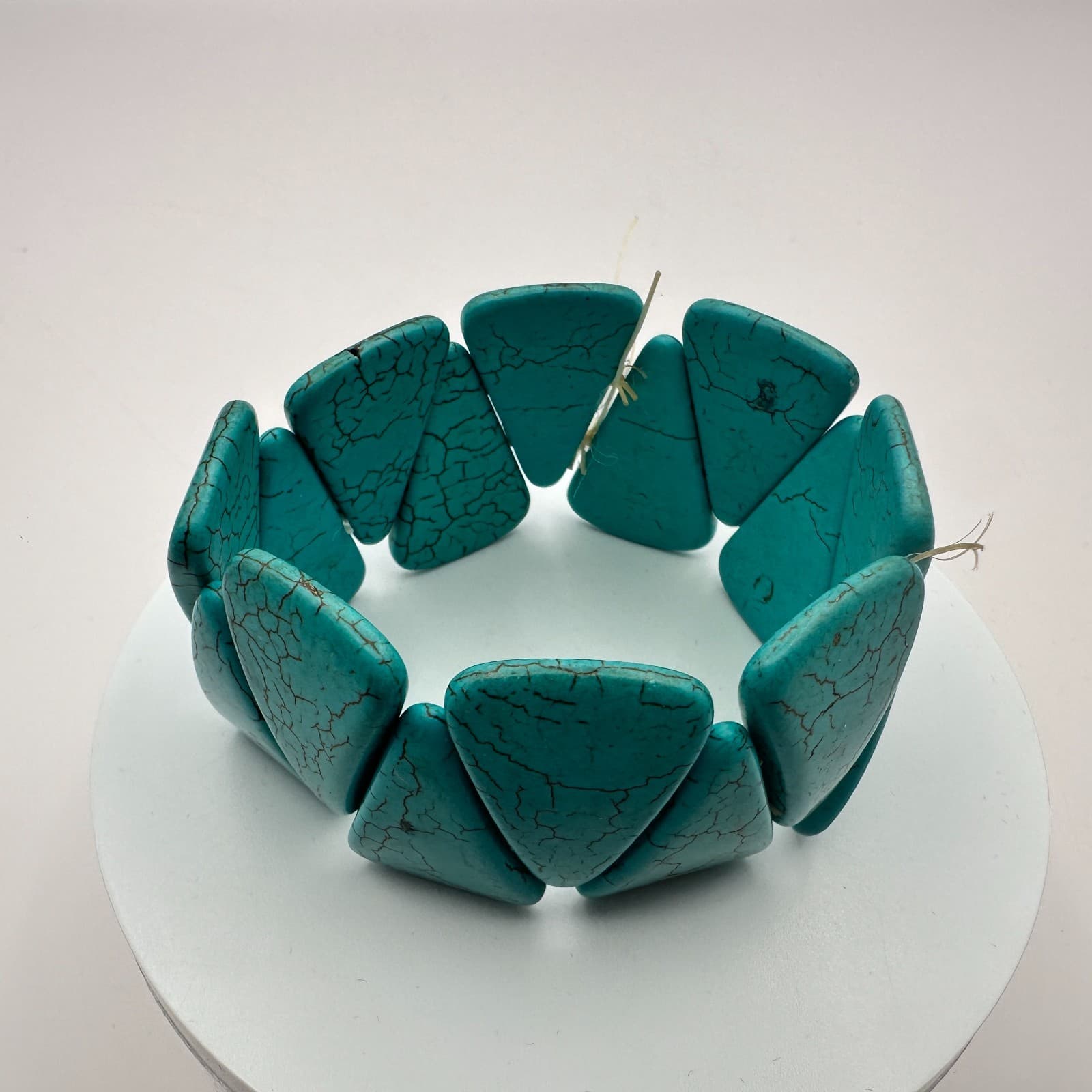 Vintage Y2K Turquoise Stretch Beaded Bracelet Boho Women's Classic Jewelry - Thumbnail 2