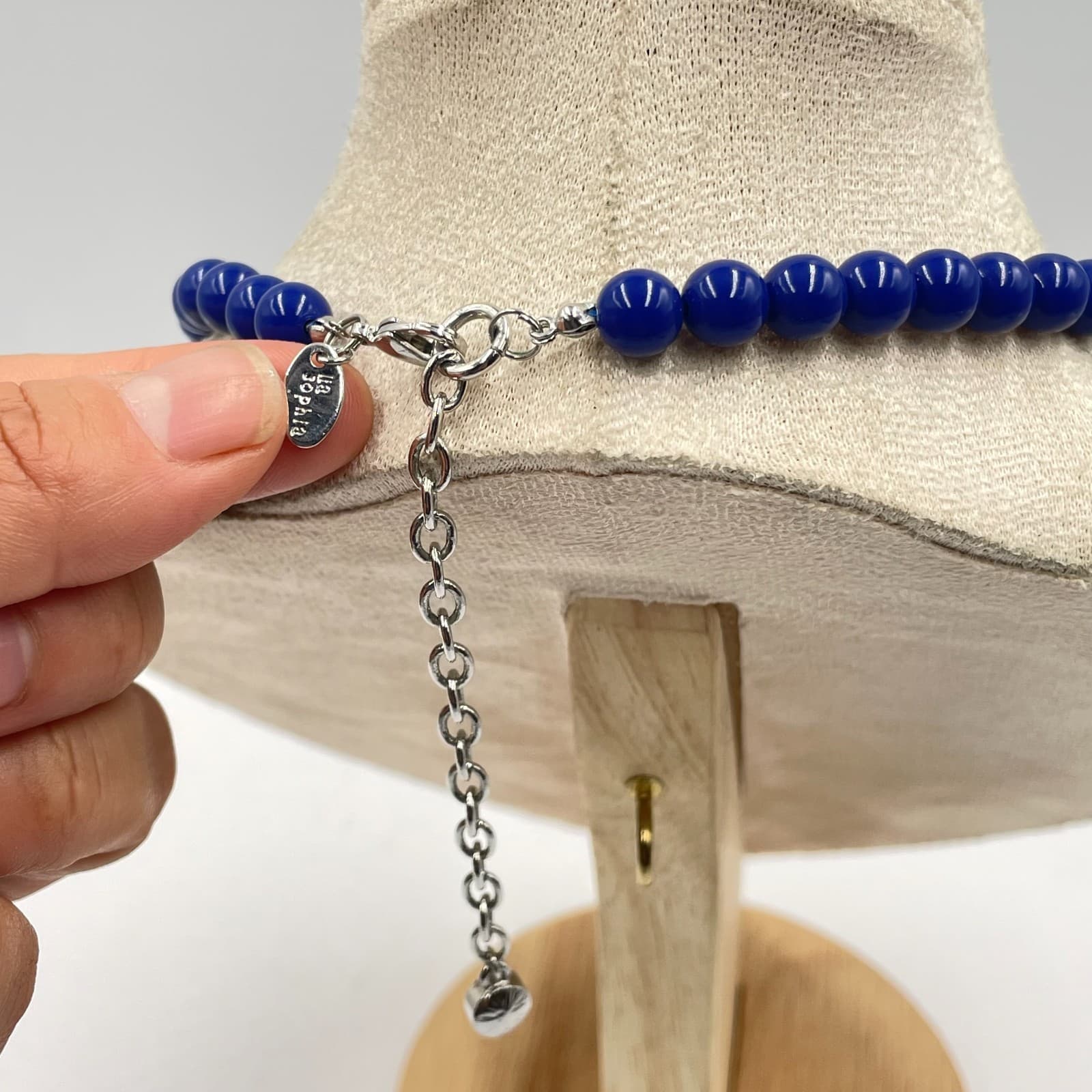 Lia Sophia "Full Bloom" Silver-Tone Blue Beads Floral Charms Statement Necklace - Thumbnail 7