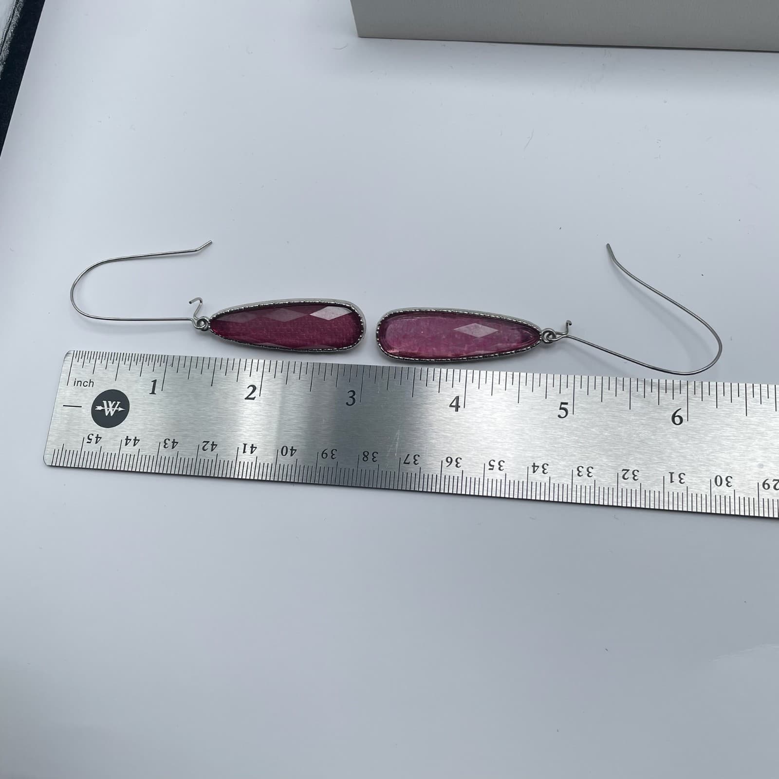 Vintage Y2K Pink Teardrop Plastic Dangle Earrings Silver Tone Boho Jewelry - Thumbnail 7