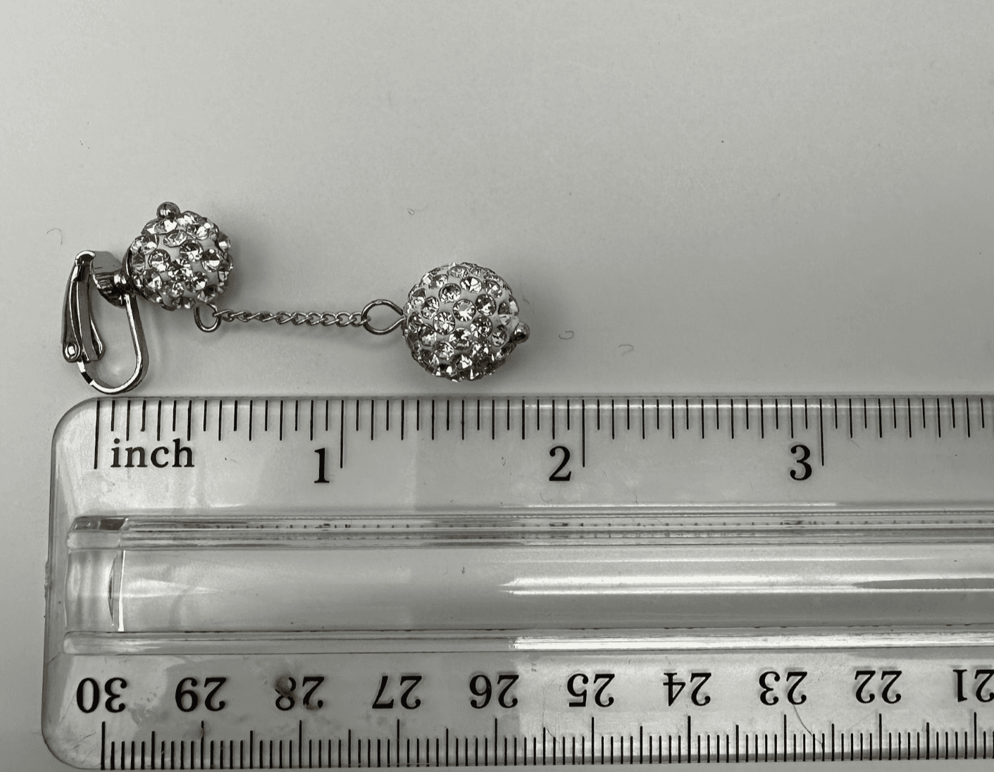 Vintage 90s Gold Rhinestone Disco Ball Dangle Clip On Earrings Pave Cluster Glam - Thumbnail 5