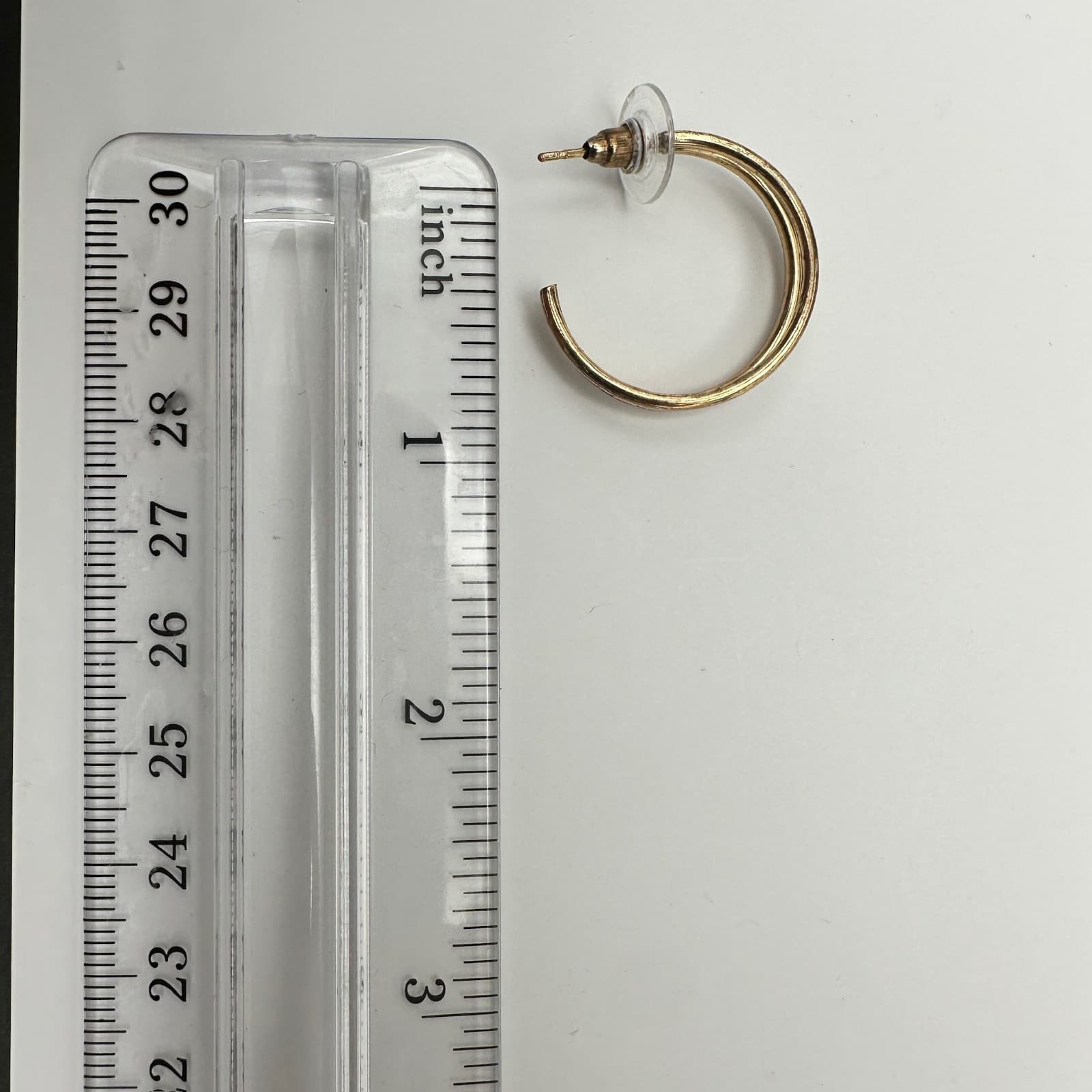 Vintage 90s Gold Tone Double Hoop Earrings – Stud Post Fashion Jewelry - Thumbnail 5