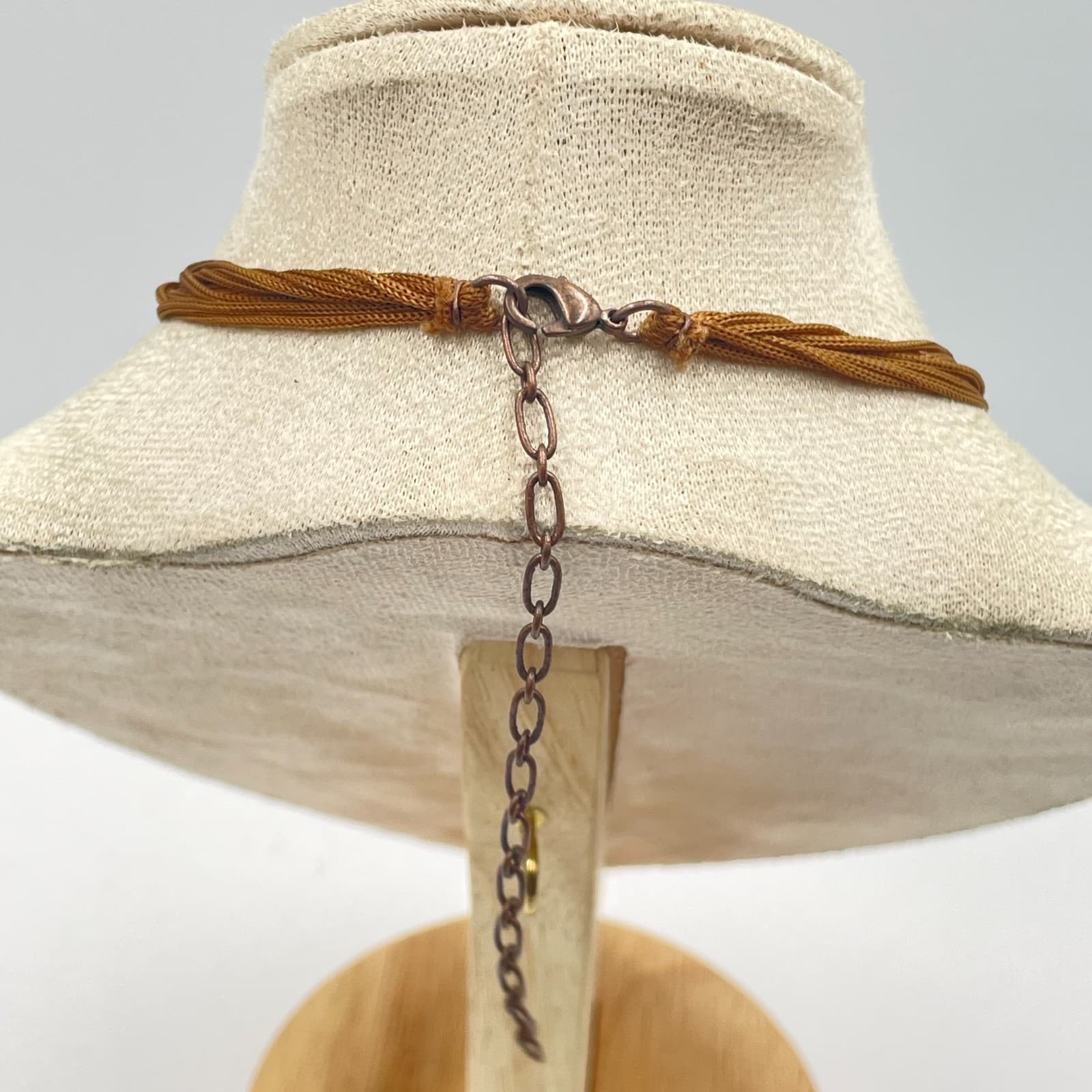 Artisan Copper-Tone Swirl Inlay Central Blue Multi-Pendant Statement Necklace - Thumbnail 7