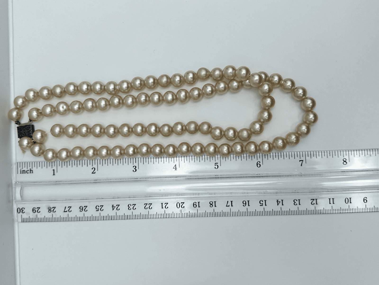 Vintage 60s Double Strand Faux Pearl Choker Necklace Filigree Box Clasp Jewelry - Thumbnail 6