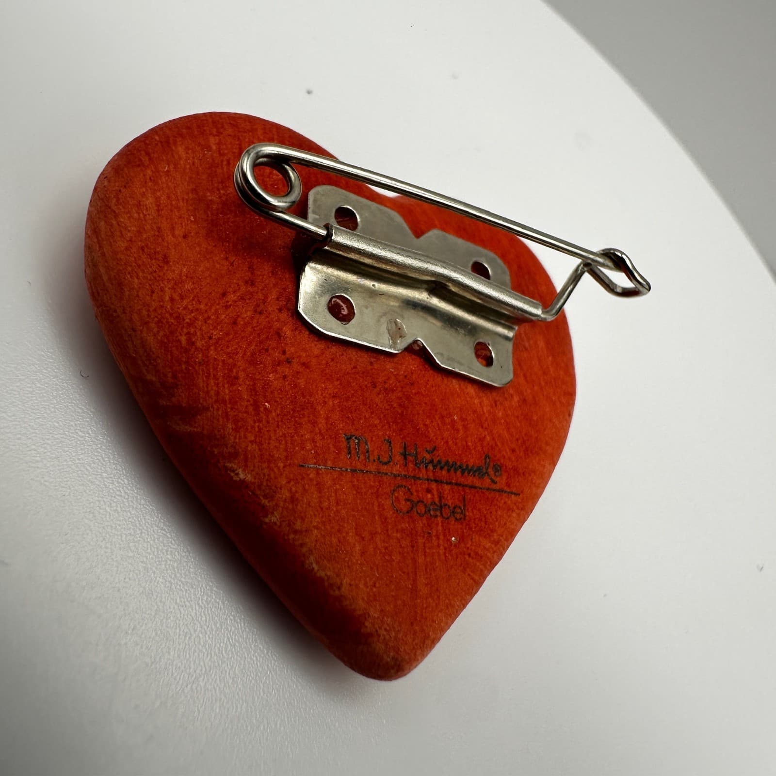 Vintage 90s Goebel ceramic heart pin brooch red yellow dotted accent Jewelry - Thumbnail 4