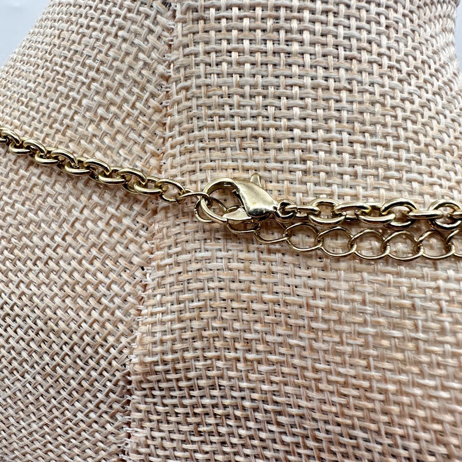 Vintage Y2K Pink Enamel Frames Red Glass Statement Necklace Gold Tone Jewelry - Thumbnail 5