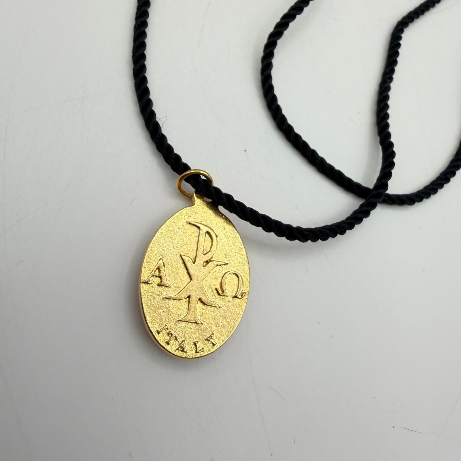 Vintage 70s Spirit Dove Confirmation Pendant Medal Red Enamel Gold Tone Jewelry - Thumbnail 8