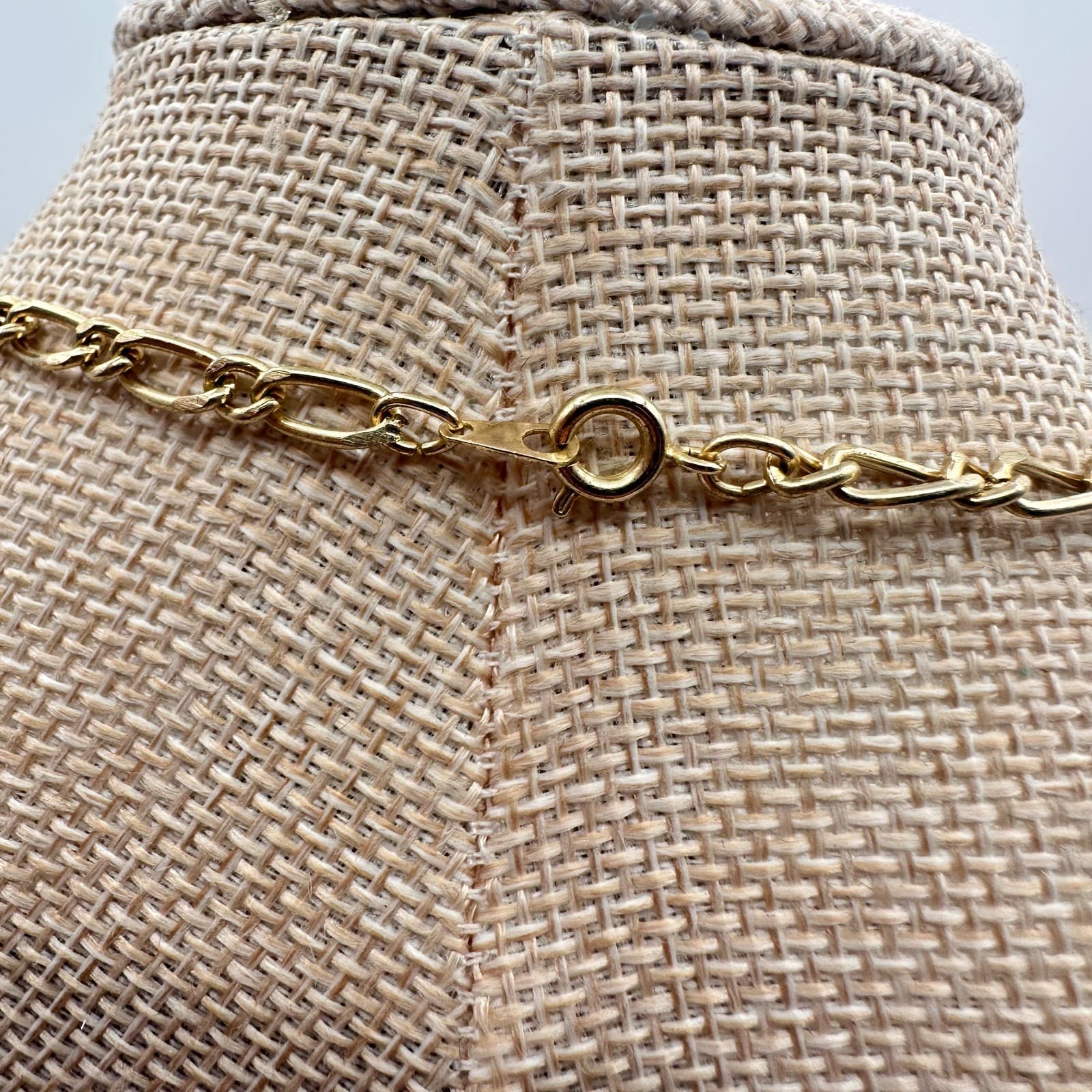 Vintage 80s September Birthstone Angel Pendant Necklace Blue Crystal Charm Gold - Thumbnail 5