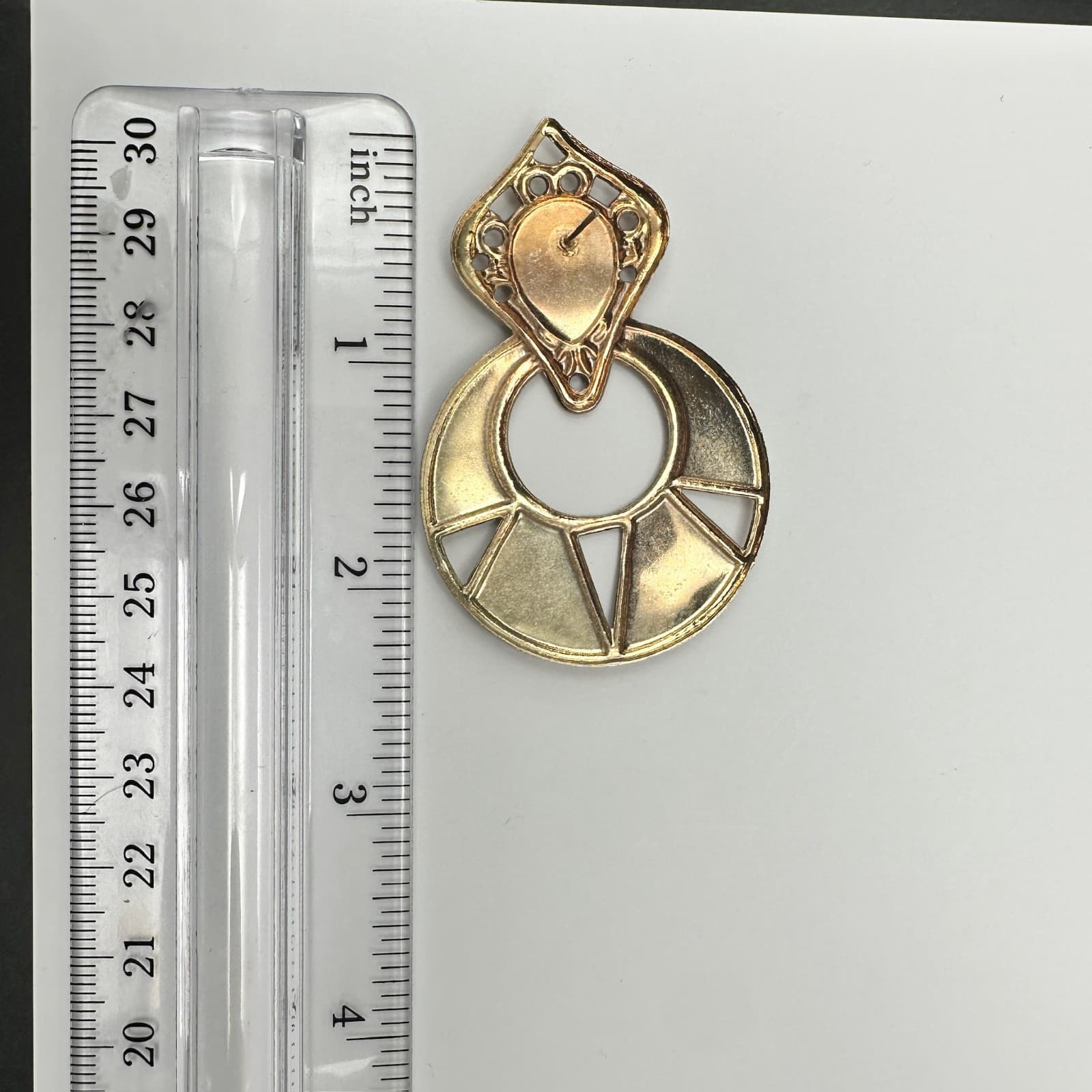 Vintage 80s Colorful Enamel Door Knocker Earrings Gold Tone Women's Jewelry - Thumbnail 9