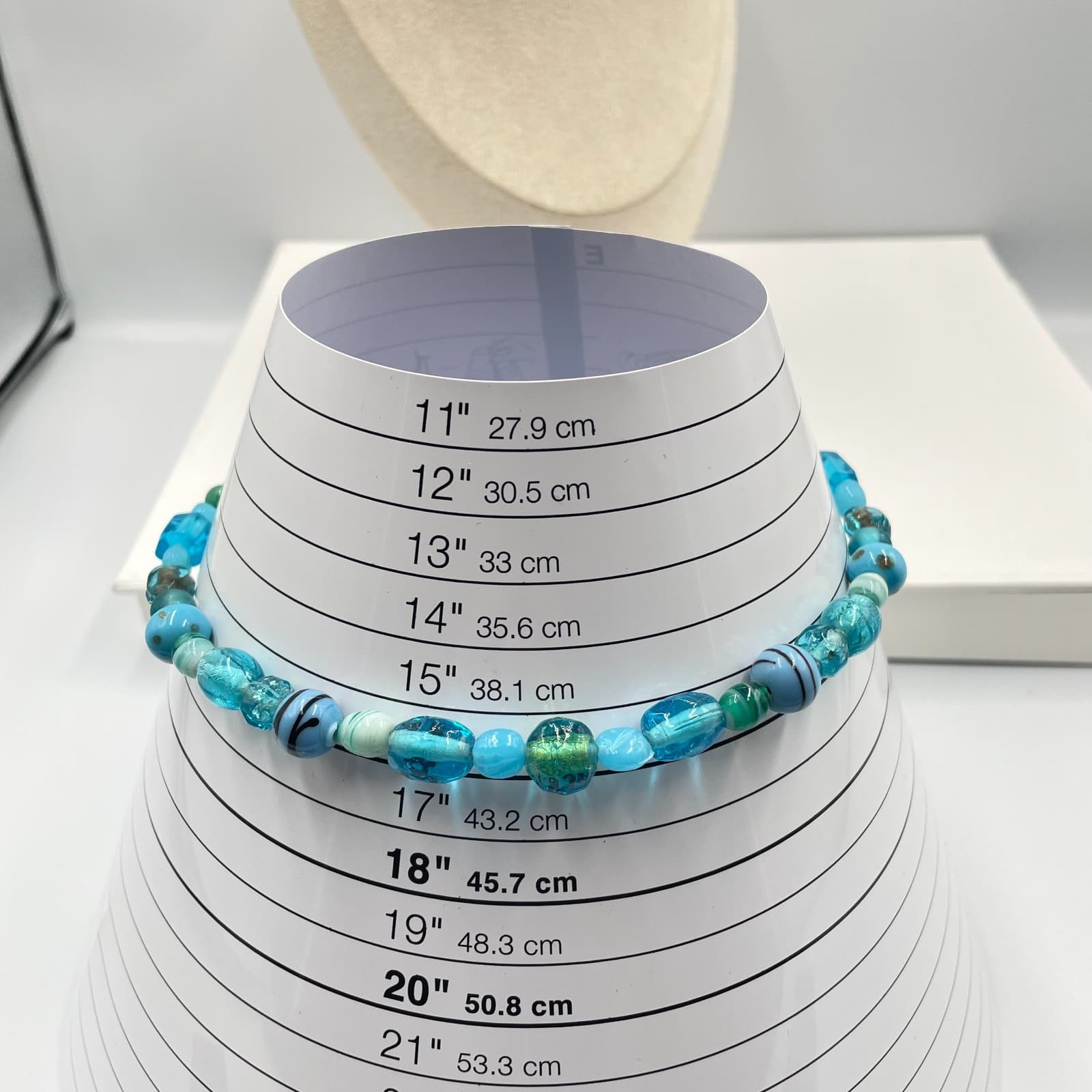 Vintage Handcrafted Eclectic Vibrant Blue Lampwork Glass Beaded Lobster Necklace - Thumbnail 7