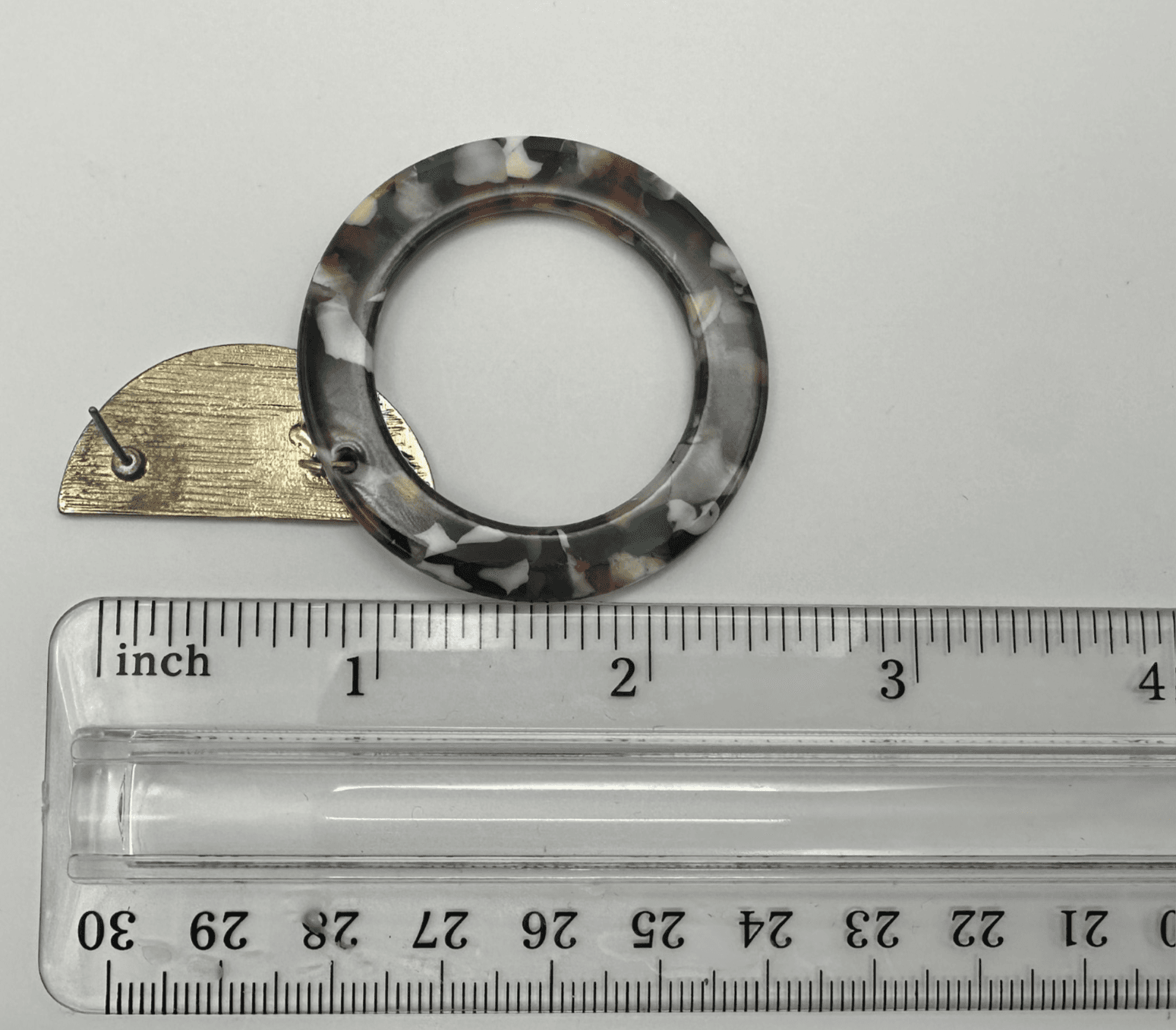 Vintage 90s Tortoise Shell Resin Hoop Earrings Gold Tone Half Moon Post Dangle - Thumbnail 8