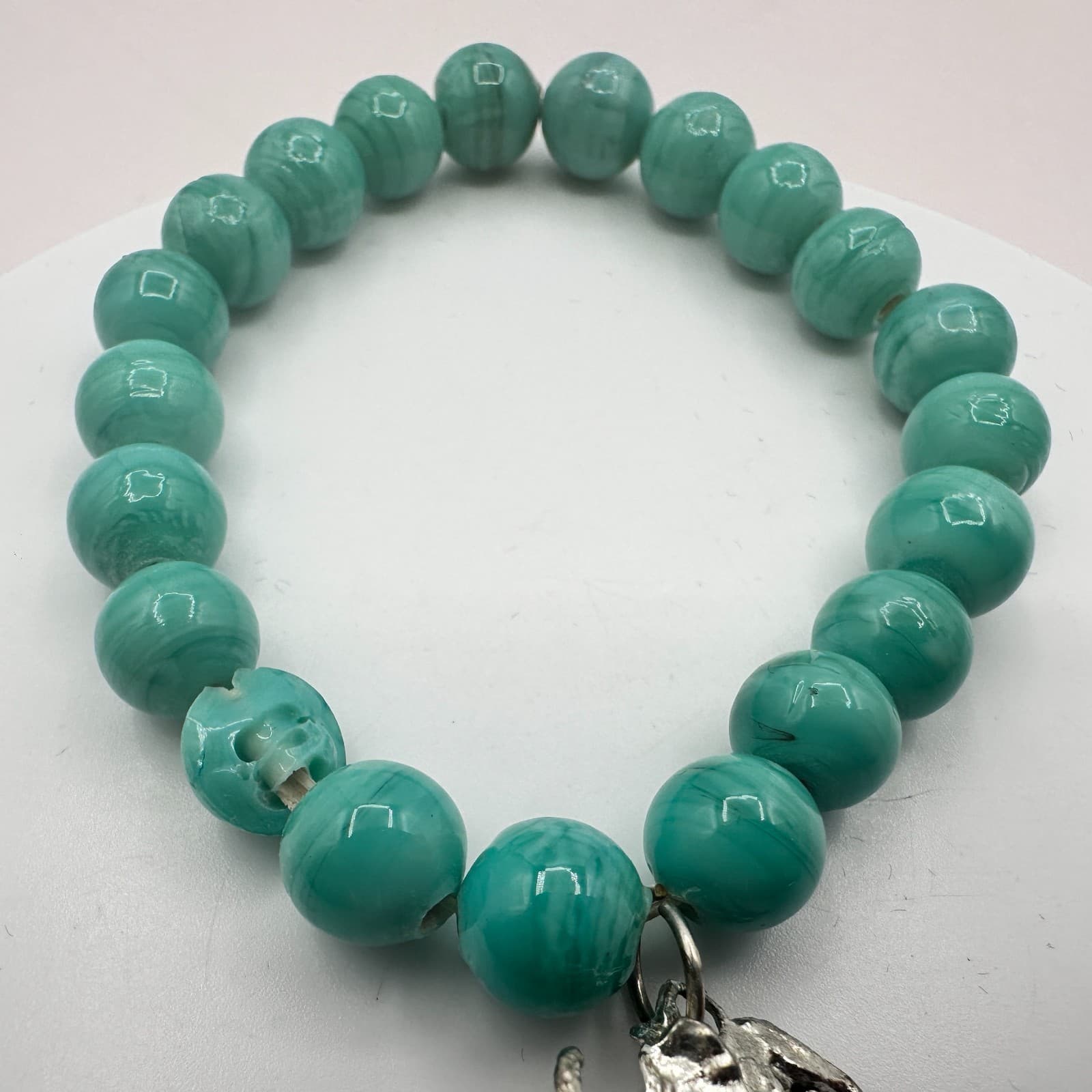 Vintage Y2K Silver Tone Elephant Tassel Beaded Bracelet Women's Classic Jewelry - Thumbnail 6