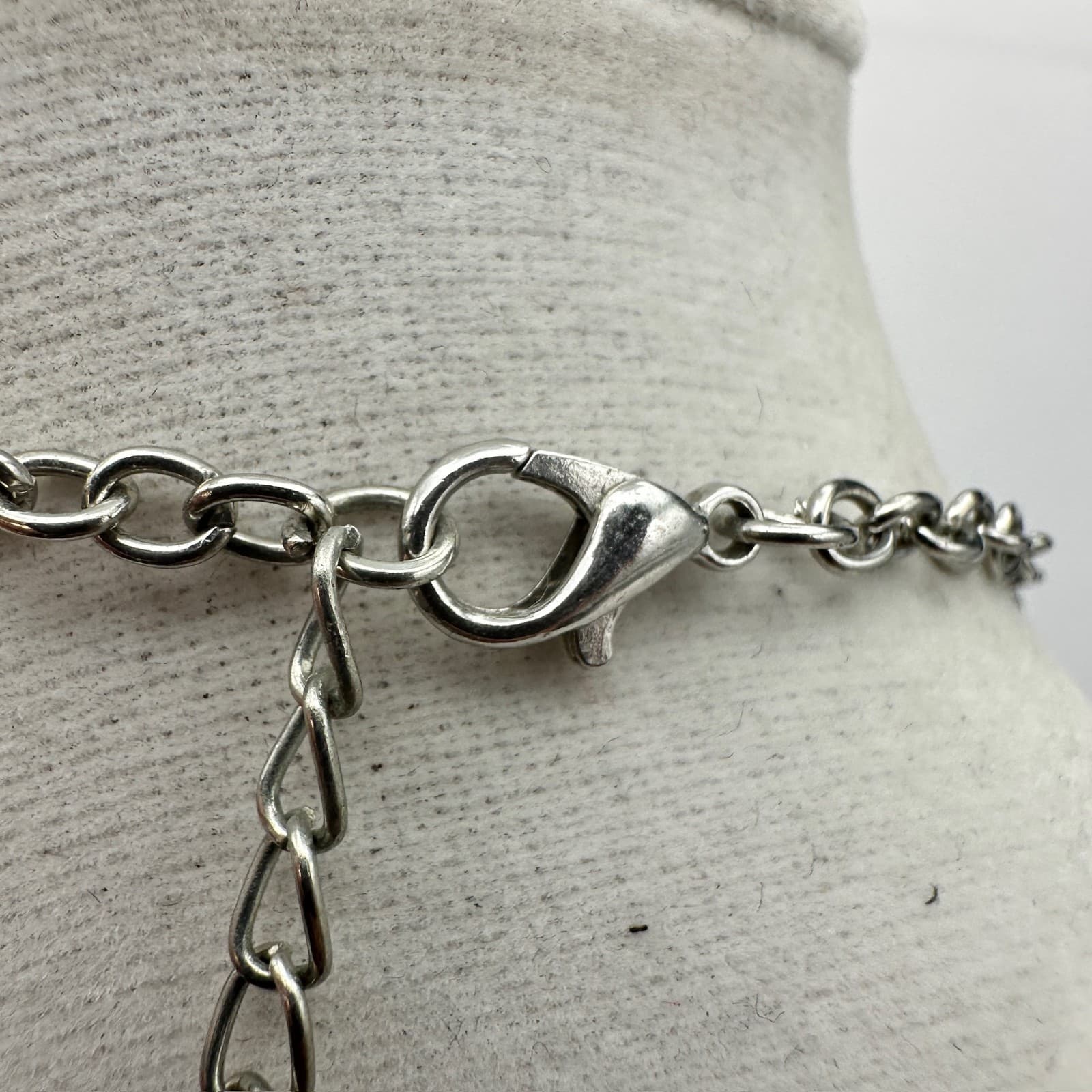 Vintage Y2K 90s Square Pendant Necklace Silver Tone Black Stone Pearl jewelry - Thumbnail 9