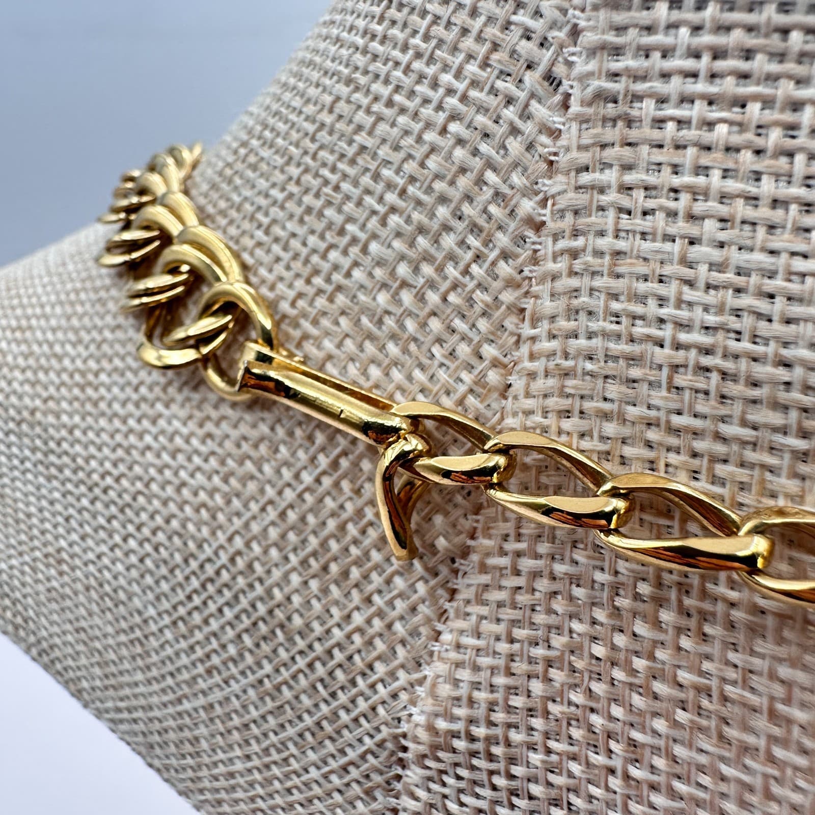 Vintage 90s Gold Tone Chunky Double Link Chain Statement Necklace Jewelry - Thumbnail 7