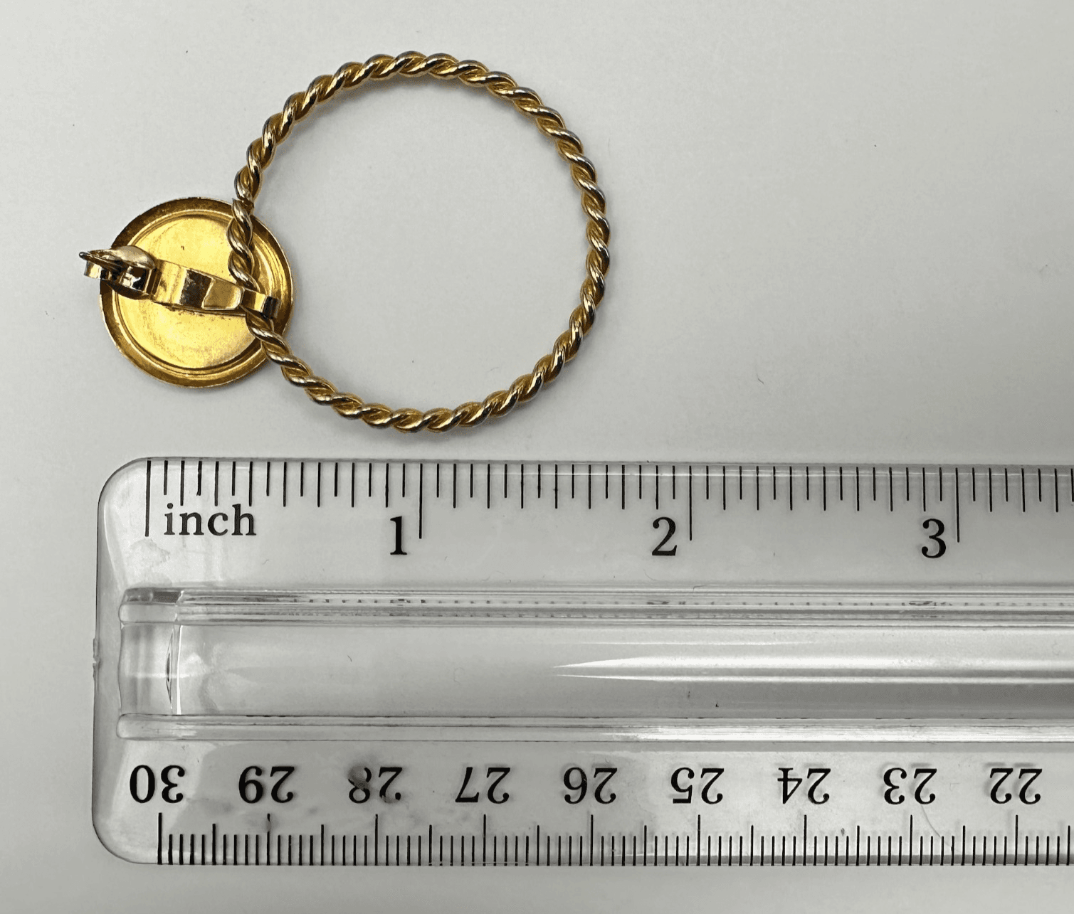 Vintage 80s Gold Tone Red Enamel Twisted Rope Dangle Drop Hoop Earrings Jewelry - Thumbnail 9