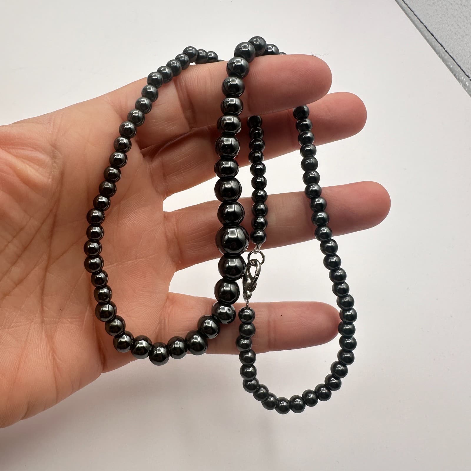 Vintage Y2K Black Beaded Necklace Minimalist Women's Classic Fashion Jewelry - Thumbnail 7