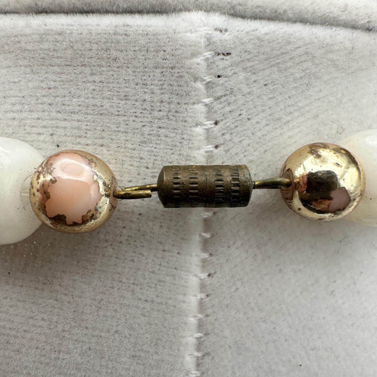 Vintage 90s Agate Coated Plastic Bead Necklace White Gold Tone Statement Jewelry - Thumbnail 6