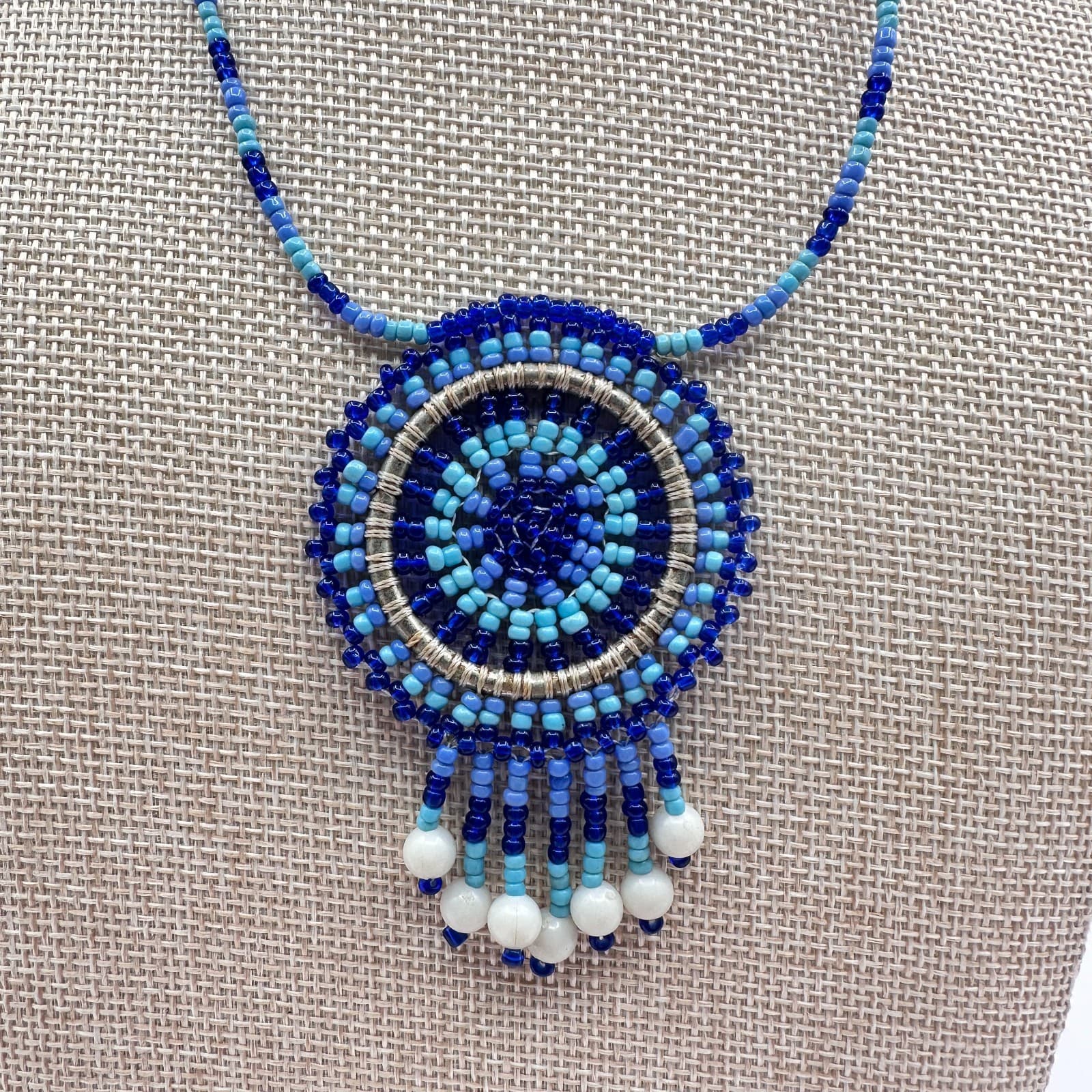 Vintage 90s Seed Beaded Dreamcatcher Necklace Women's Classic Fashion Jewelry - Thumbnail 6