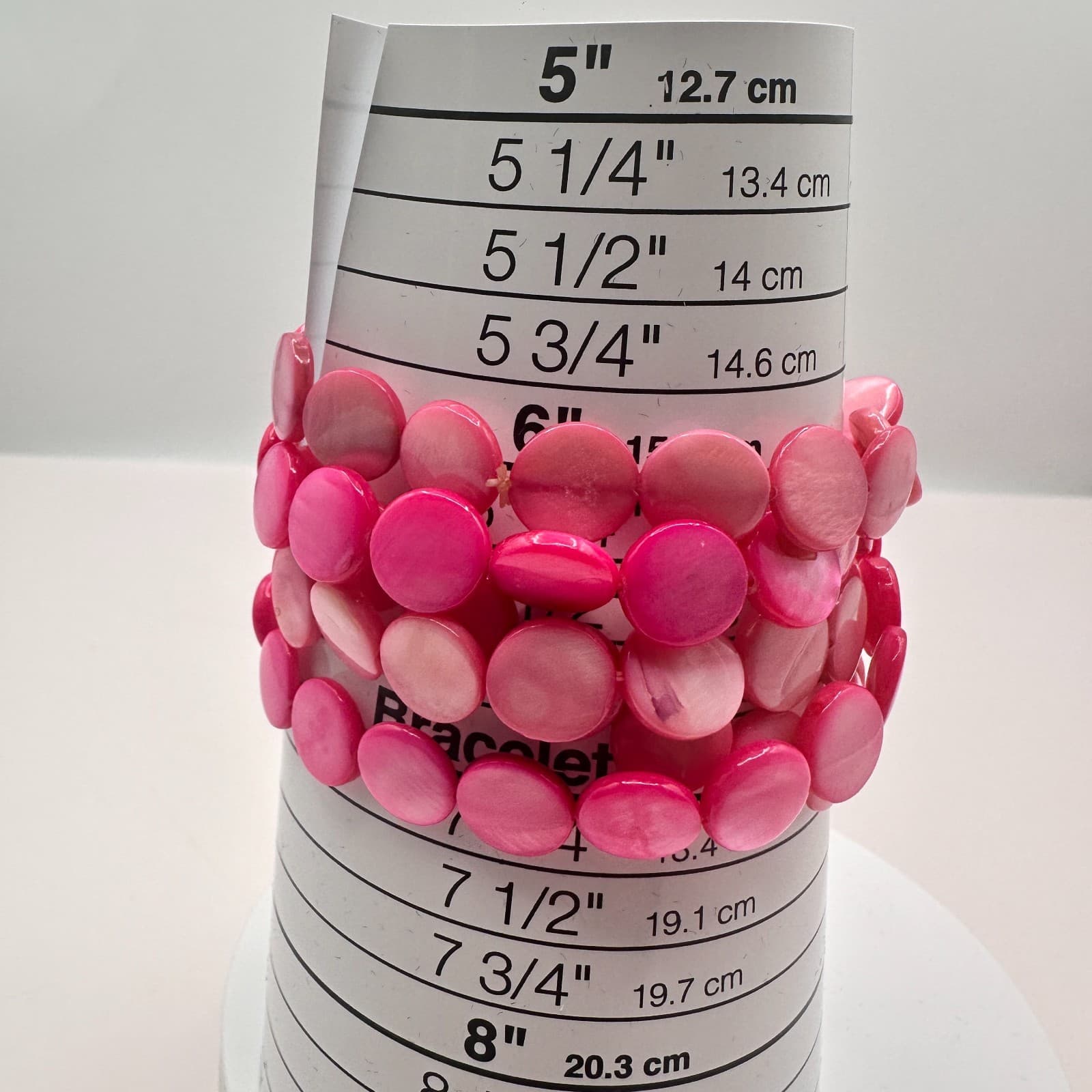Vintage Y2K Pink Shell Disc Triple Strand Stretch Bracelet Boho Women's Jewelry - Thumbnail 7