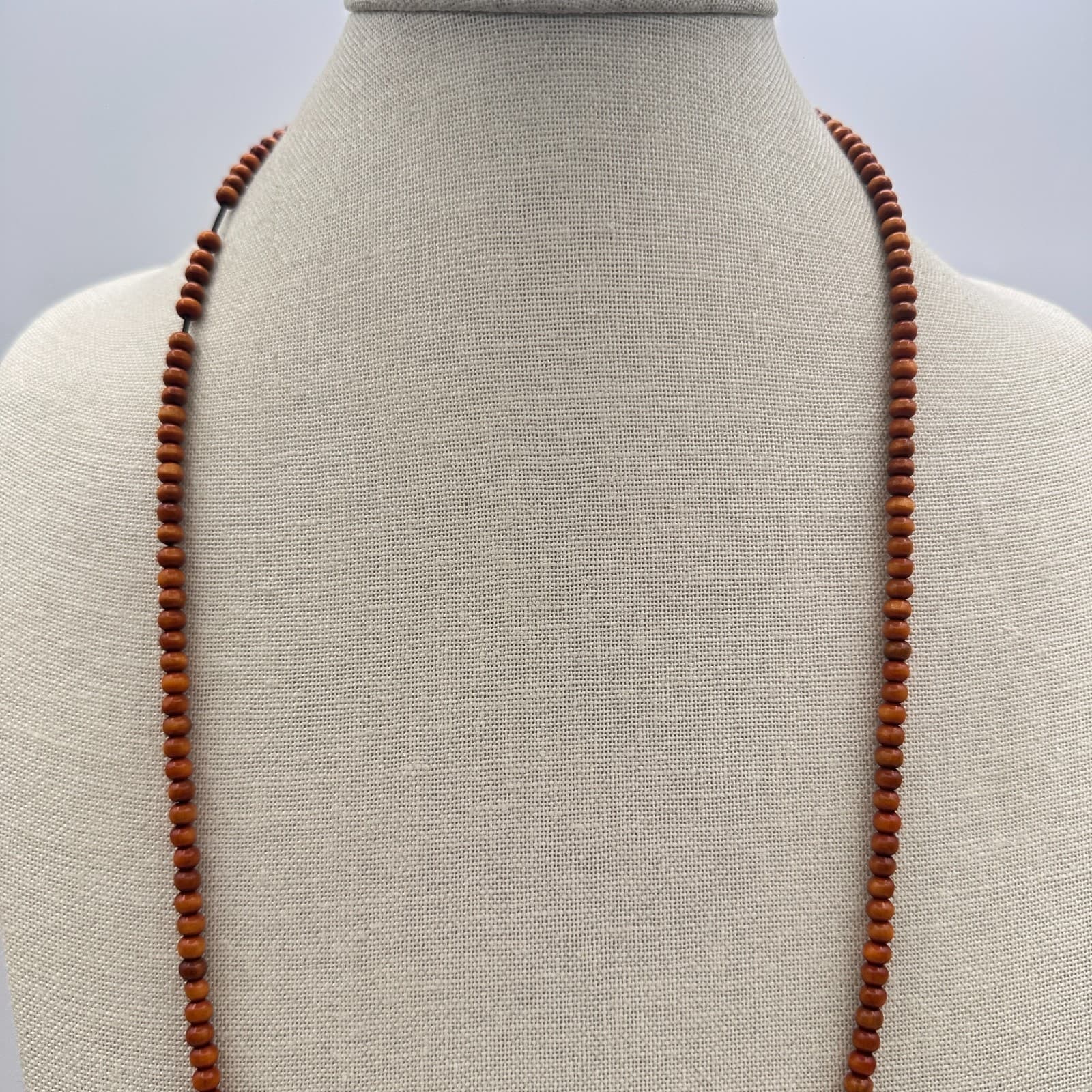 Vintage Y2K Wooden Beaded Dharma Wheel Pendant Necklace Boho Women's Jewelry - Thumbnail 5