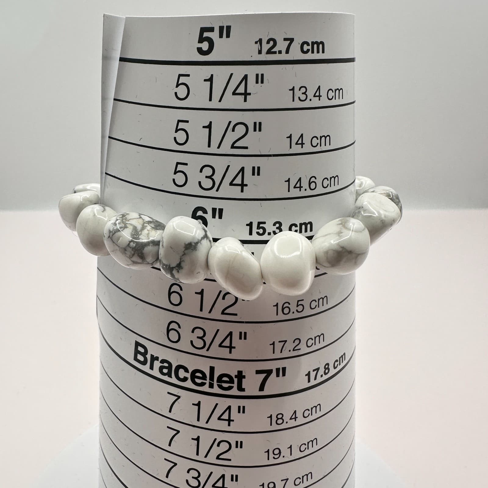 Vintage Y2K White Howlite Tumbled Stone Stretch Bracelet Women's Classic Jewelry - Thumbnail 7