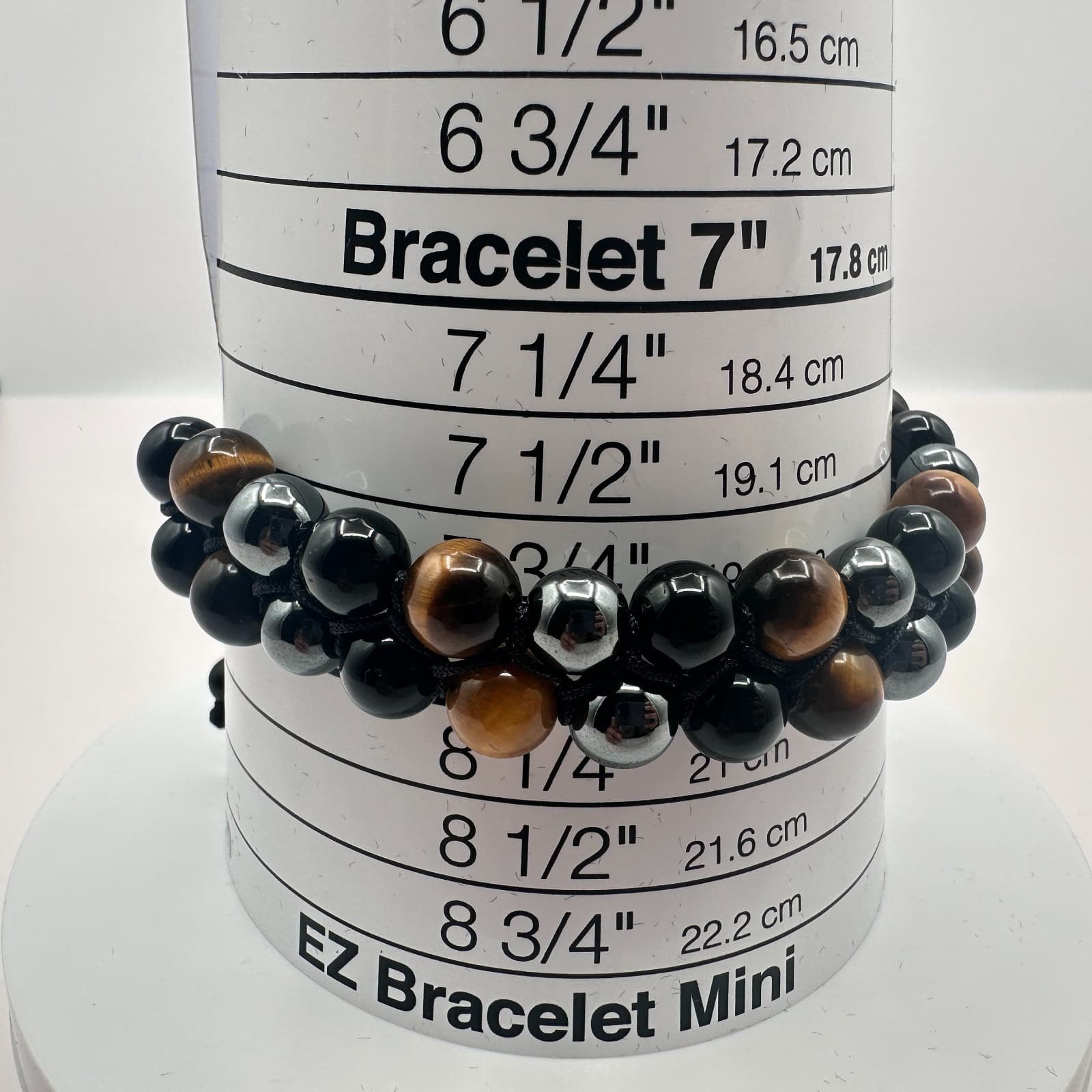 Vintage Y2K Tigers Eye Black Obsidian Beaded Shamballa Bracelet Unisex Jewelry - Thumbnail 7