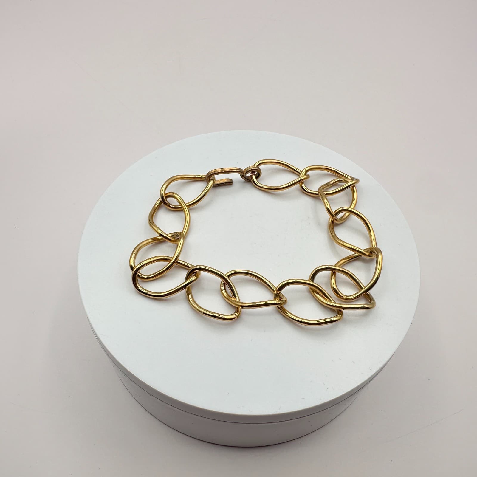 Vintage Y2K Gold Tone Organic Link Bracelet Retro Women's Classic Jewelry - Thumbnail 2