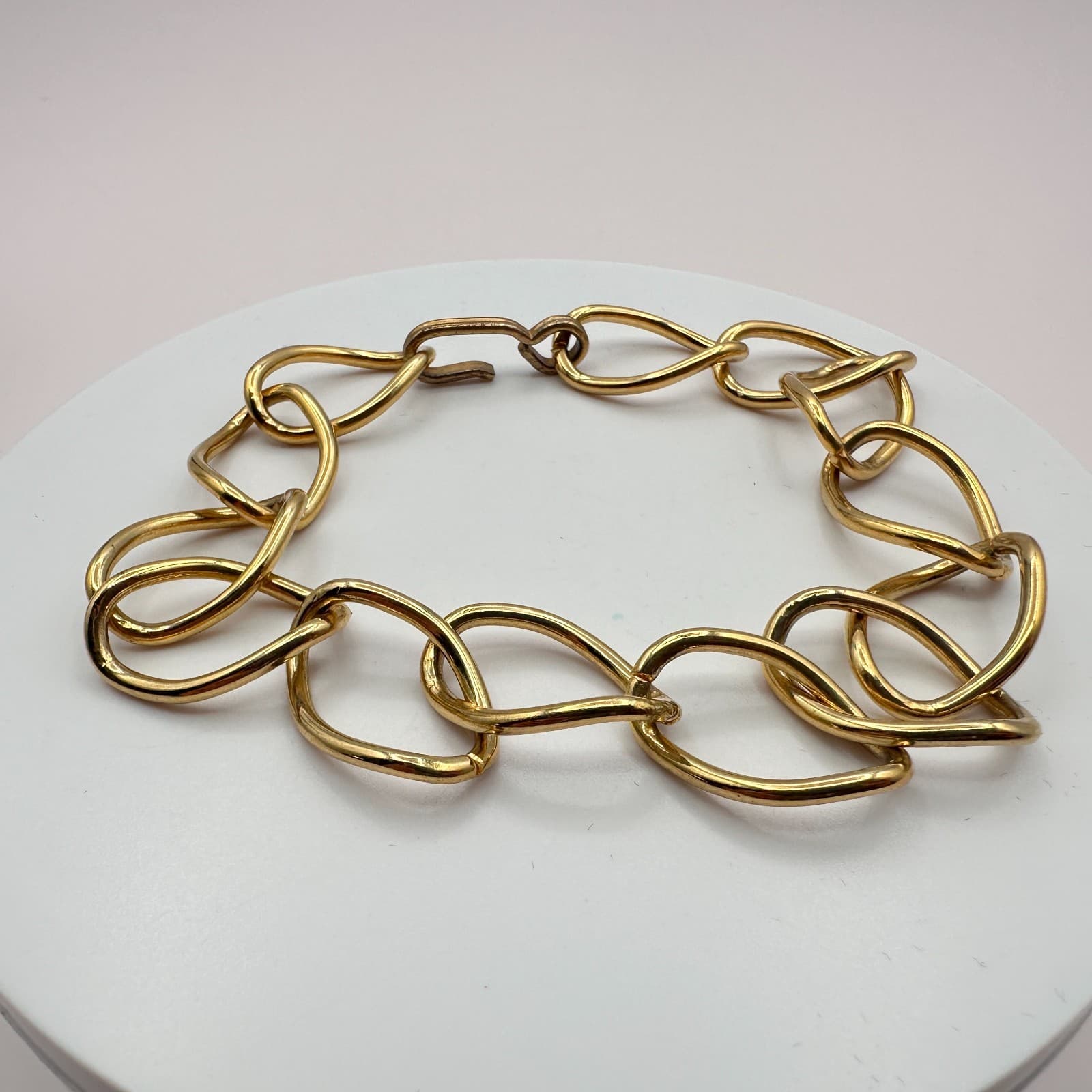 Vintage Y2K Gold Tone Organic Link Bracelet Retro Women's Classic Jewelry - Thumbnail 3