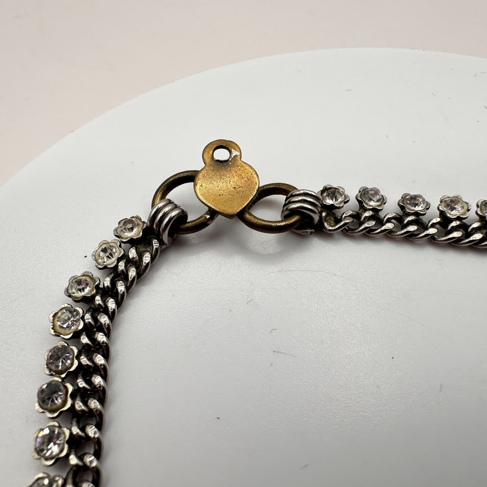 Vintage Y2K Silver Tone Curb Chain Rhinestone Bracelet Women Classic Jewelry - Thumbnail 4