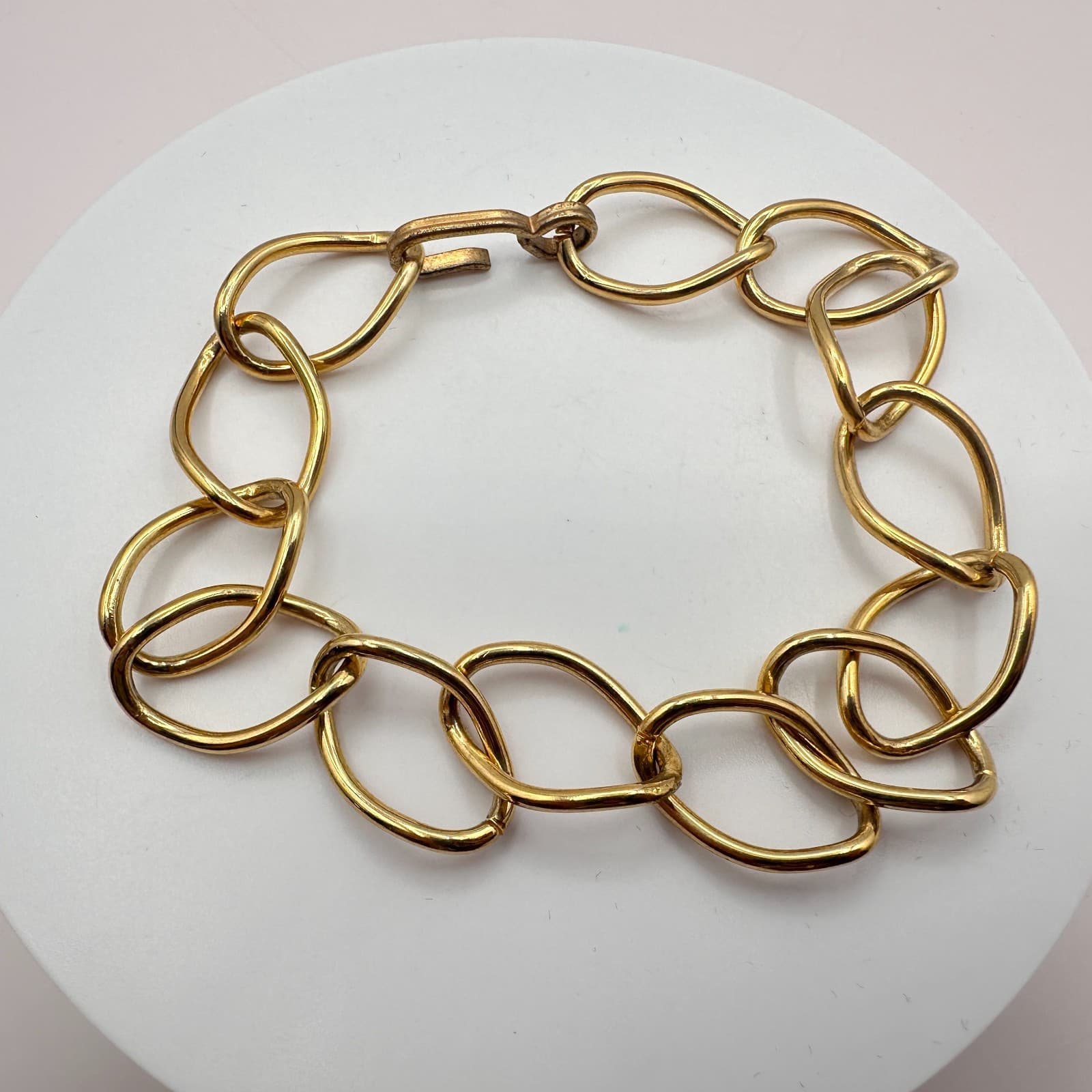 Vintage Y2K Gold Tone Organic Link Bracelet Retro Women's Classic Jewelry - Thumbnail 5
