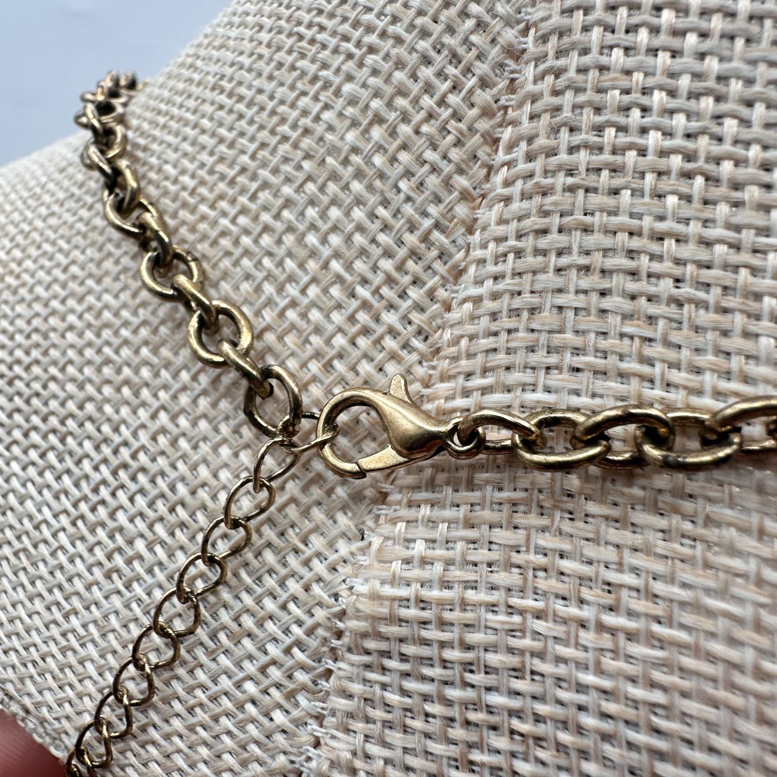 Vintage 90s Gold Tone Rhinestone Floral Bib Necklace Statement Women's Jewelry - Thumbnail 5