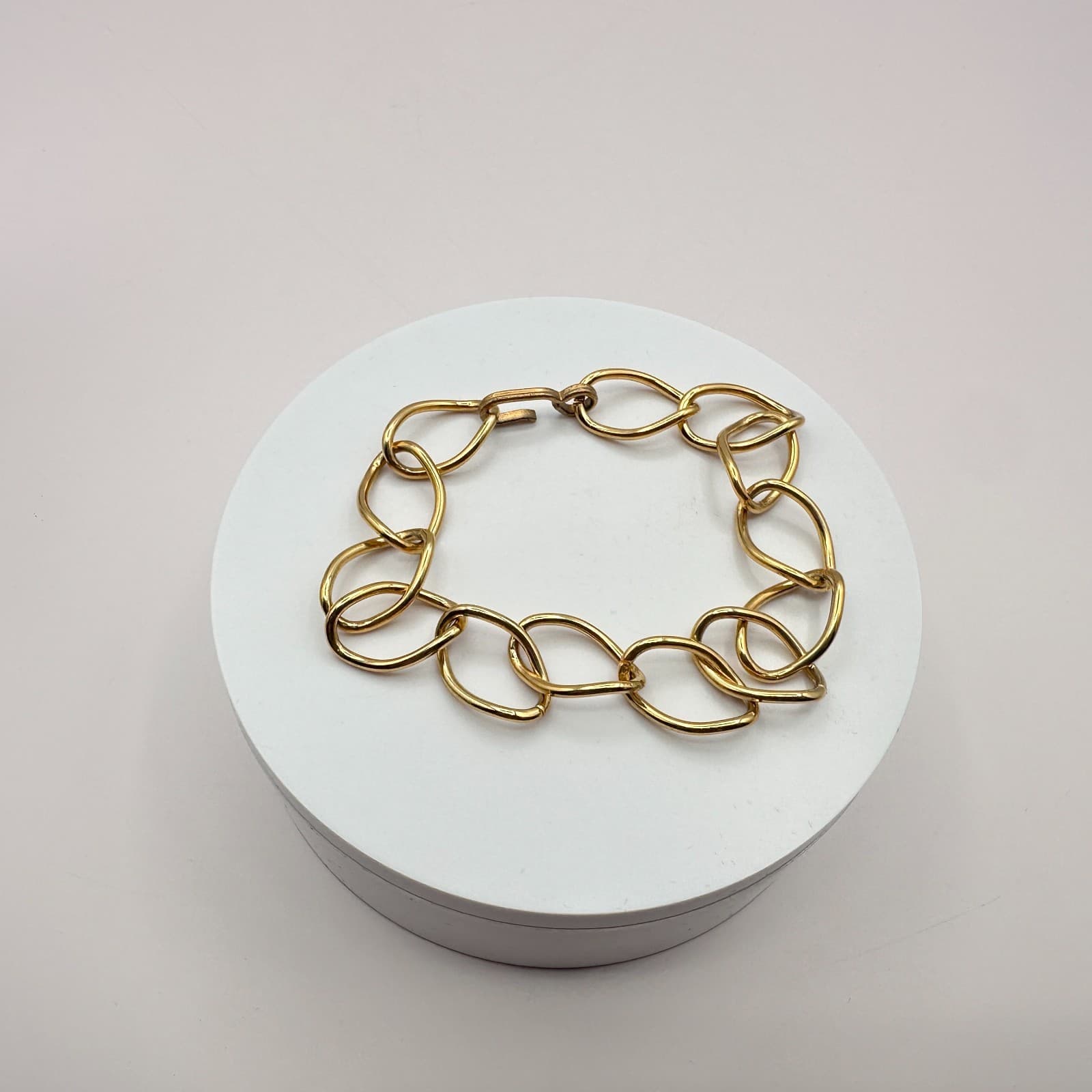 Vintage Y2K Gold Tone Organic Link Bracelet Retro Women's Classic Jewelry - Thumbnail 4