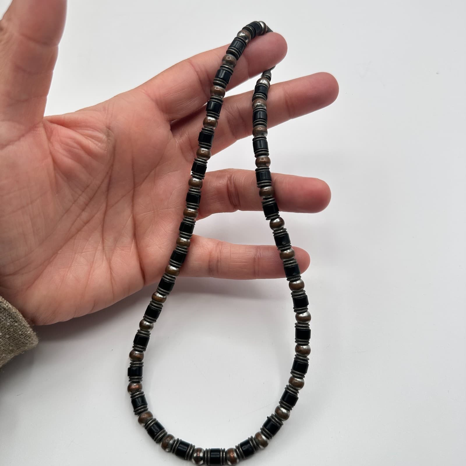 Vintage Y2K Silver Tone Beaded Necklace Boho Women's Classic Fashion Jewelry - Thumbnail 7