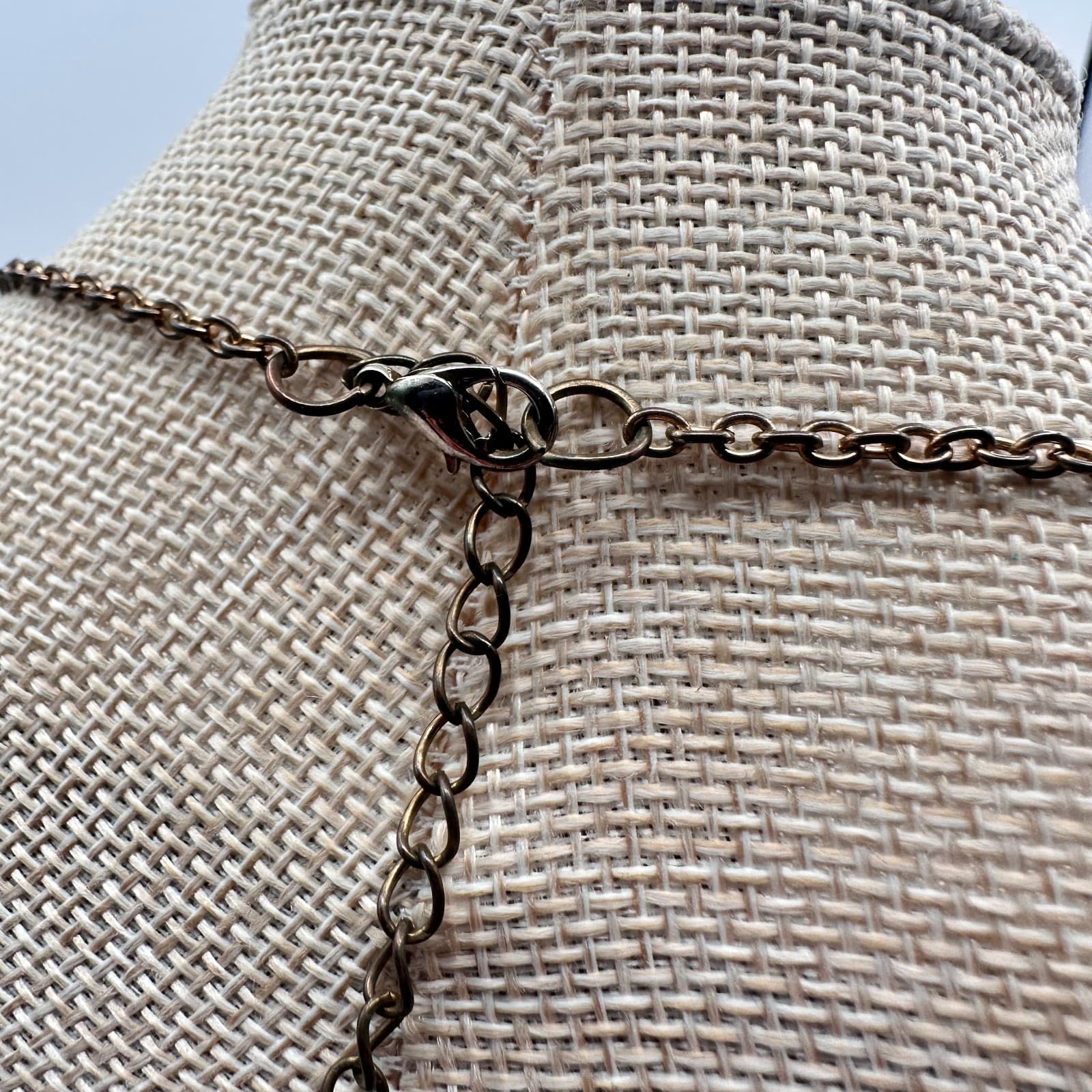 Vintage Y2K Gold Tone Faux Pearl Geometric Circle Link Necklace Women's Jewelry - Thumbnail 7