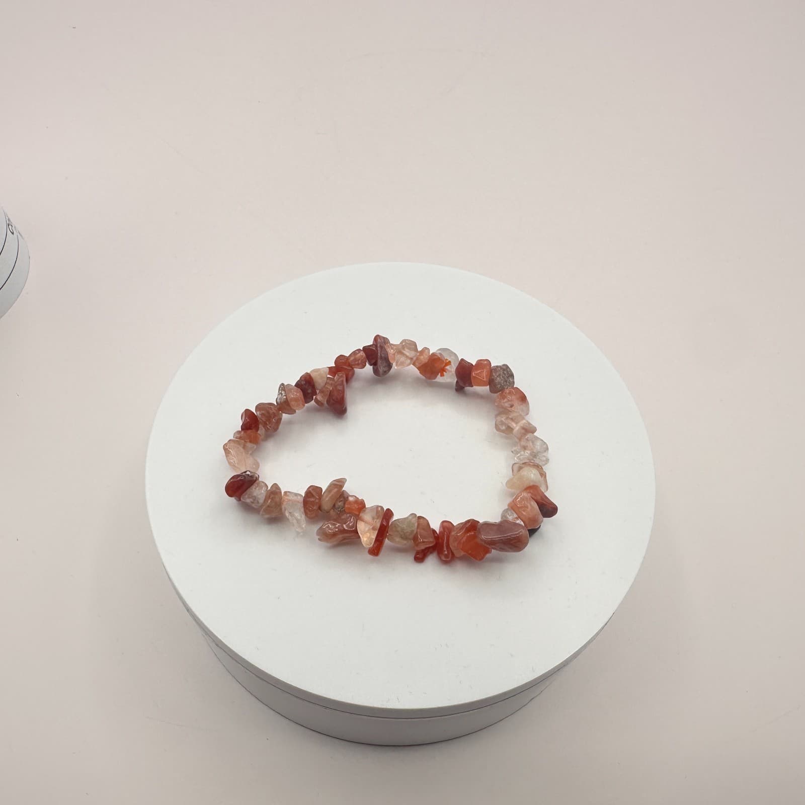 Vintage 90s Carnelian Chip Beaded Stretch Bracelet Unisex Classic Jewelry - Thumbnail 6