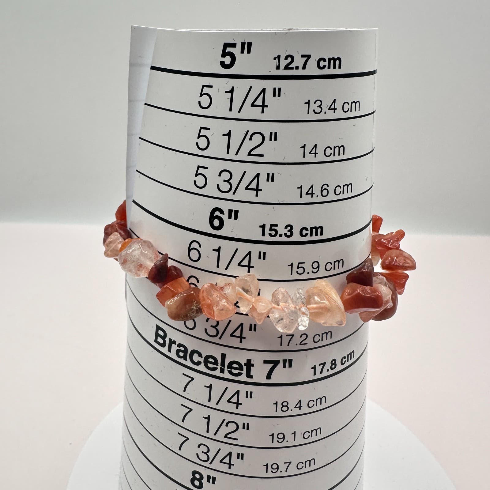 Vintage 90s Carnelian Chip Beaded Stretch Bracelet Unisex Classic Jewelry - Thumbnail 8