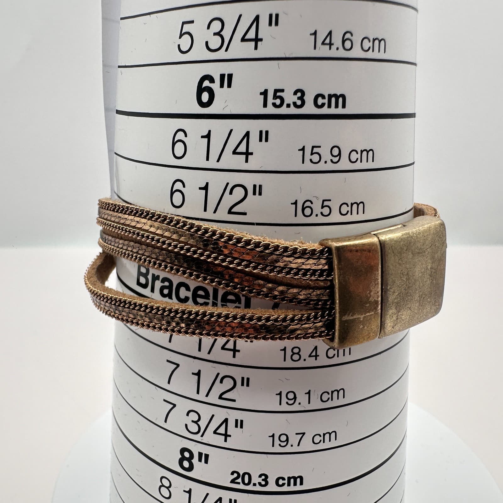 Vintage Y2K Gold Tone Leather Chain Wrapped Bracelet Unisex Classic Jewelry - Thumbnail 8