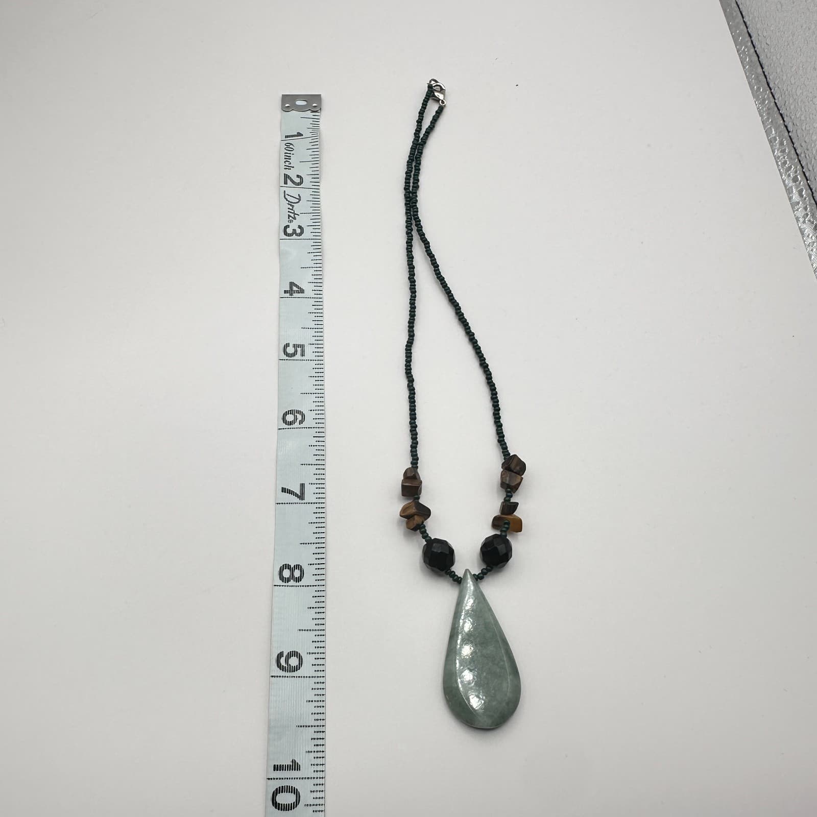 Vintage Y2K Seed Beaded Teardrop Pendant Necklace Boho Women's Classic Jewelry - Thumbnail 9
