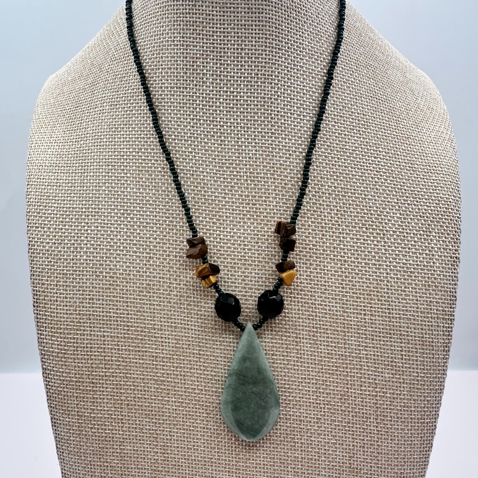 Vintage Y2K Seed Beaded Teardrop Pendant Necklace Boho Women's Classic Jewelry - Thumbnail 6