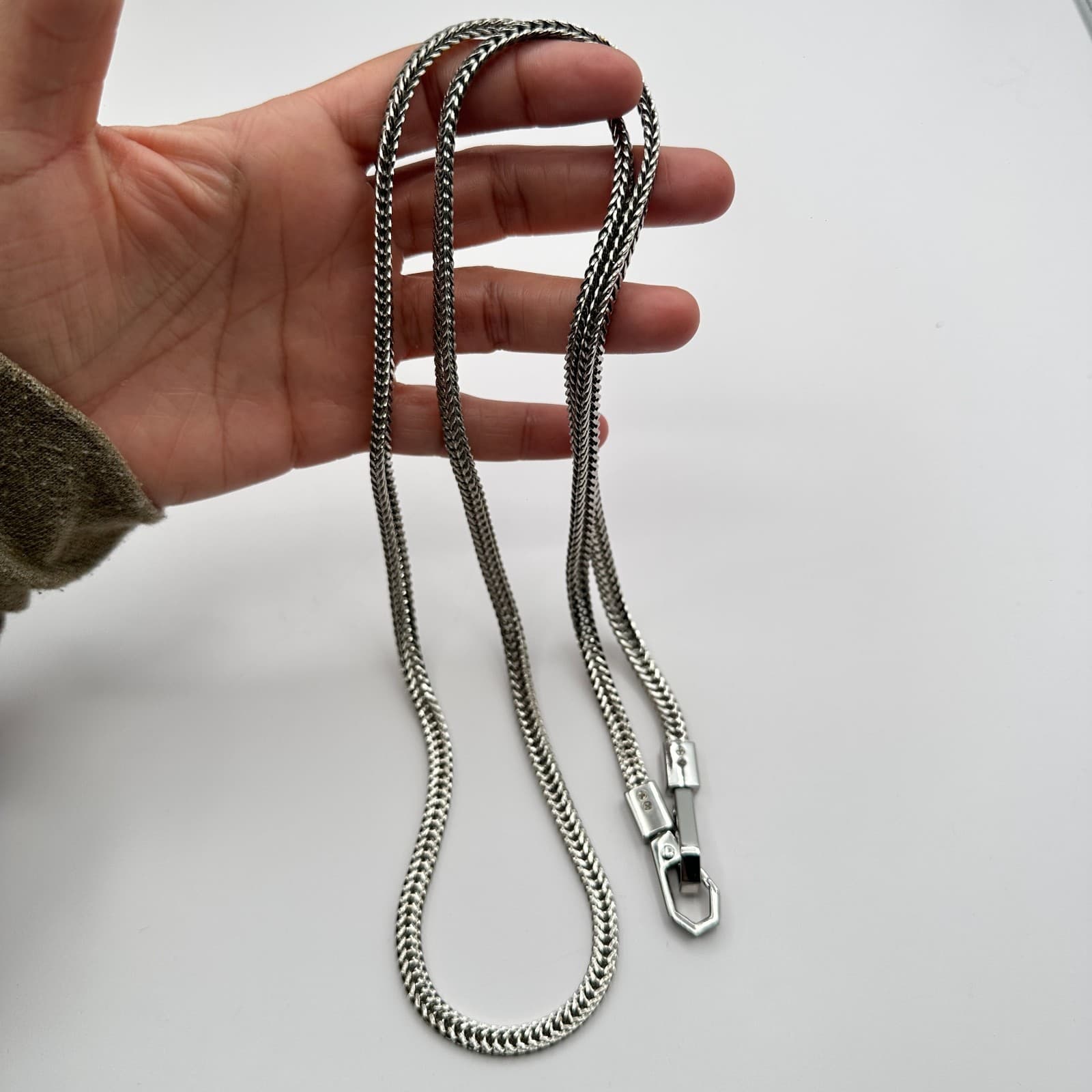 Vintage Y2K Silver Tone Franco Box Link Chain Necklace Unisex Classic Jewelry - Thumbnail 6