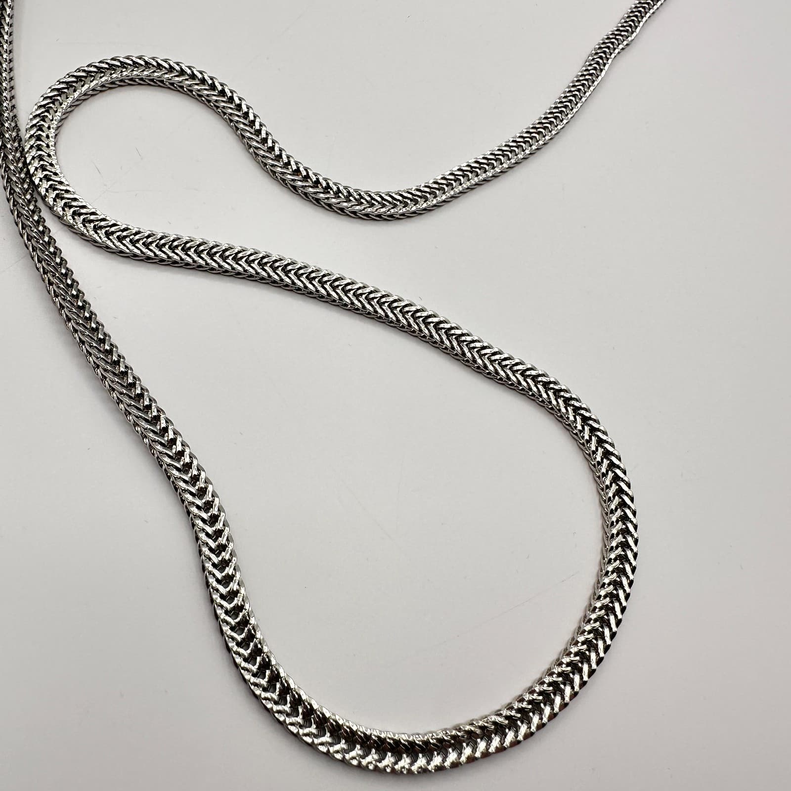 Vintage Y2K Silver Tone Franco Box Link Chain Necklace Unisex Classic Jewelry - Thumbnail 2