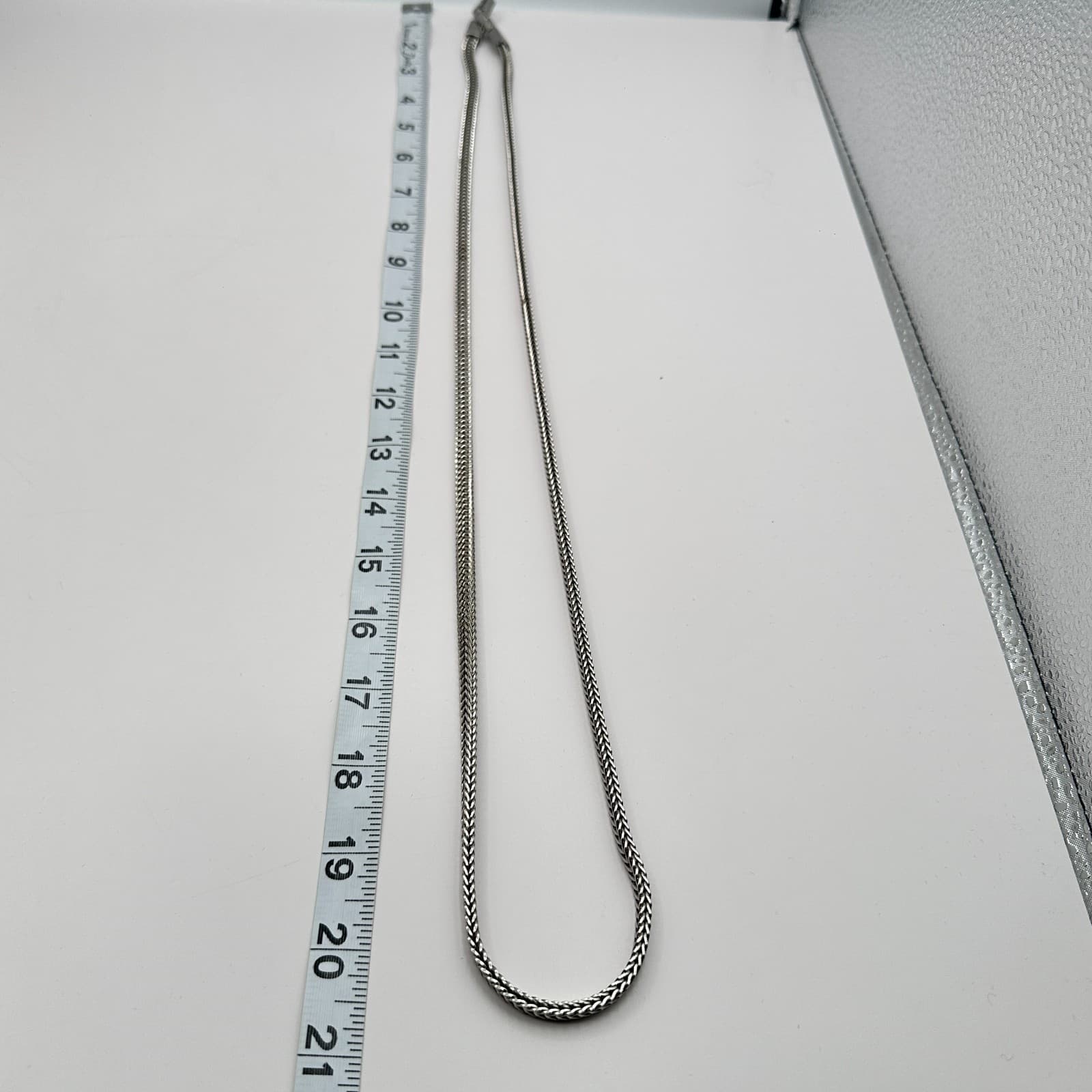 Vintage Y2K Silver Tone Franco Box Link Chain Necklace Unisex Classic Jewelry - Thumbnail 7